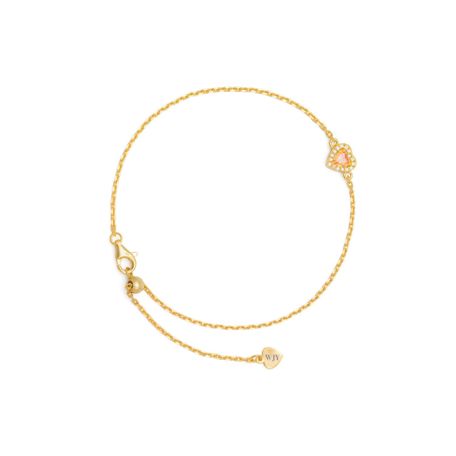 Jiaying Wang Wjy Studio London Women's Neutrals Birthstones Champagne Heart Gold Plated Adjustable Bracelet / Anklet