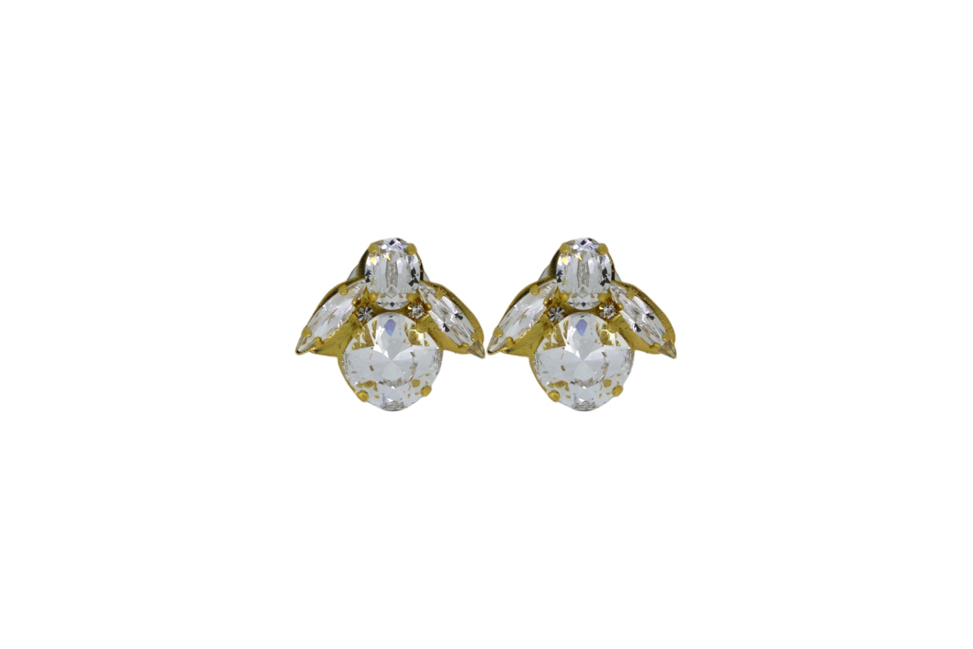 Vickisarge Women's Neutrals The Baby Clear Bee Earrings In Gold - Pierced