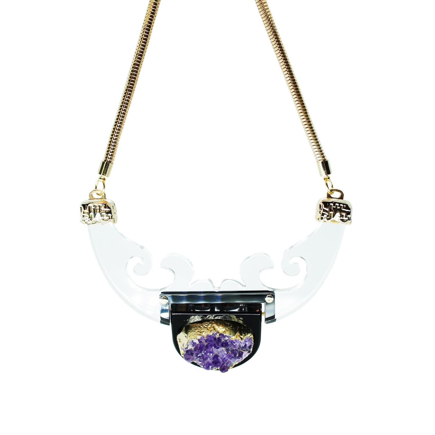Gissa Bicalho Women's Handmade Acrylic Necklace Plastron Aura - Black In Multi