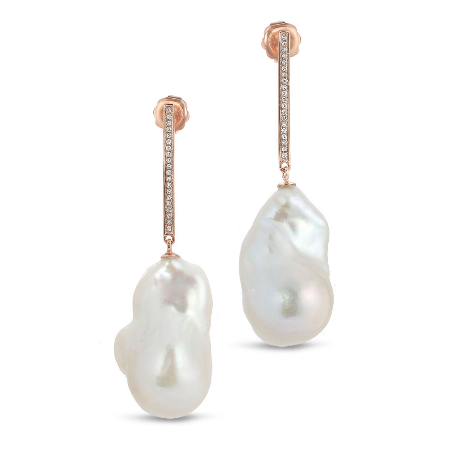 Naiia Women's Michelle Pearl & Diamond Earrings - Rose Gold