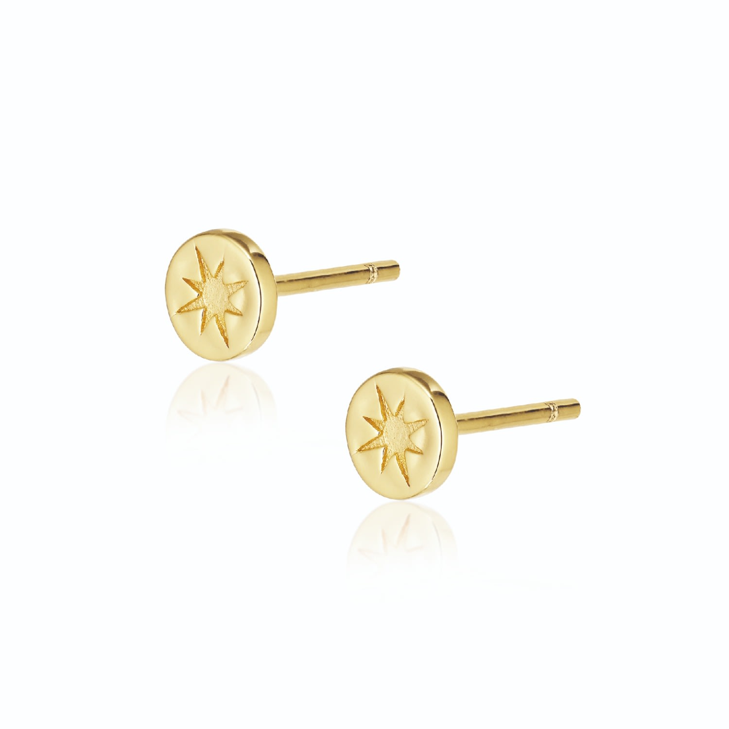 Women’s Gold Venus Engraved Star Earstuds Alura Copenhagen Jewellery