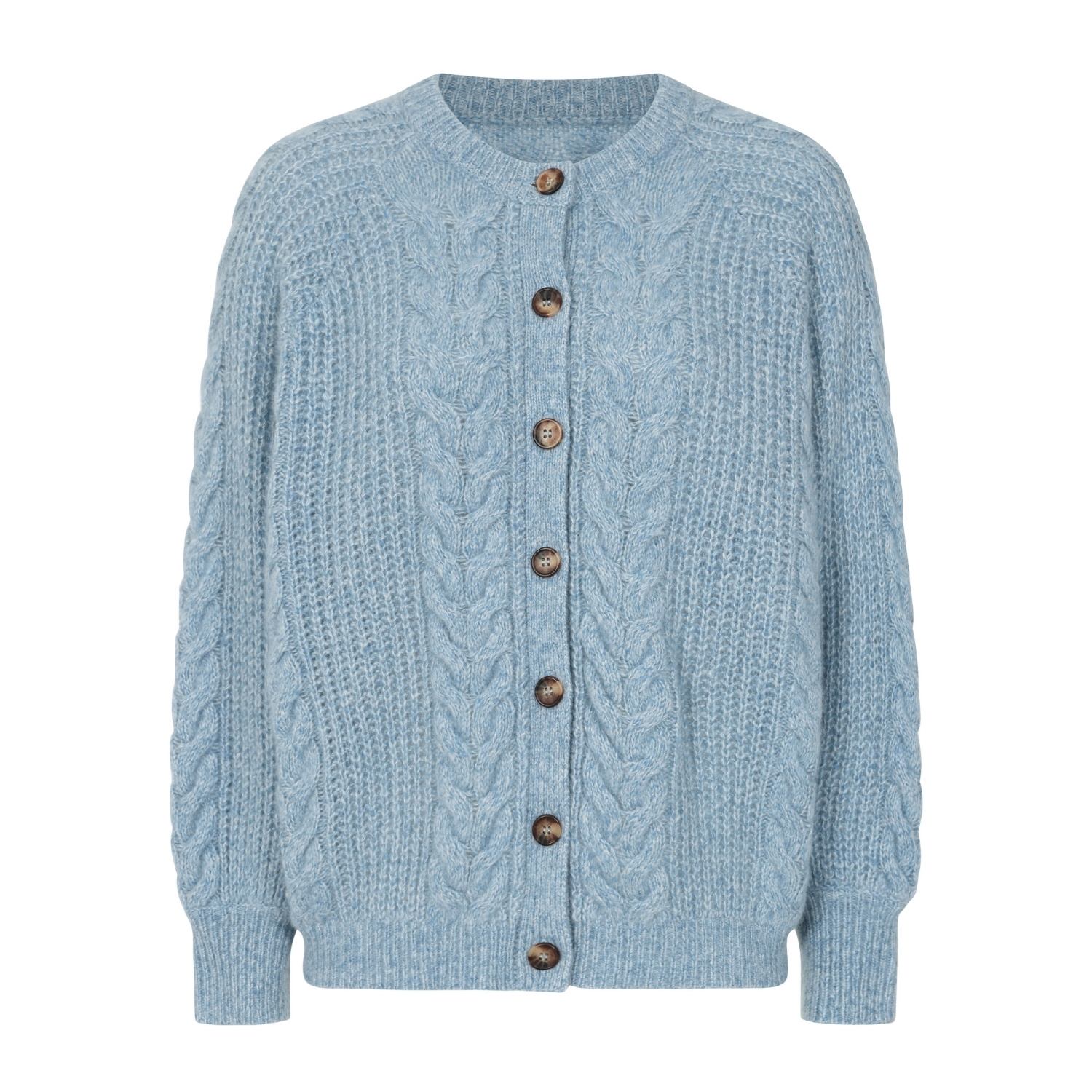 Loop Cashmere Women's Silk Cashmere Blend Cable Cardigan In Vintage Blue