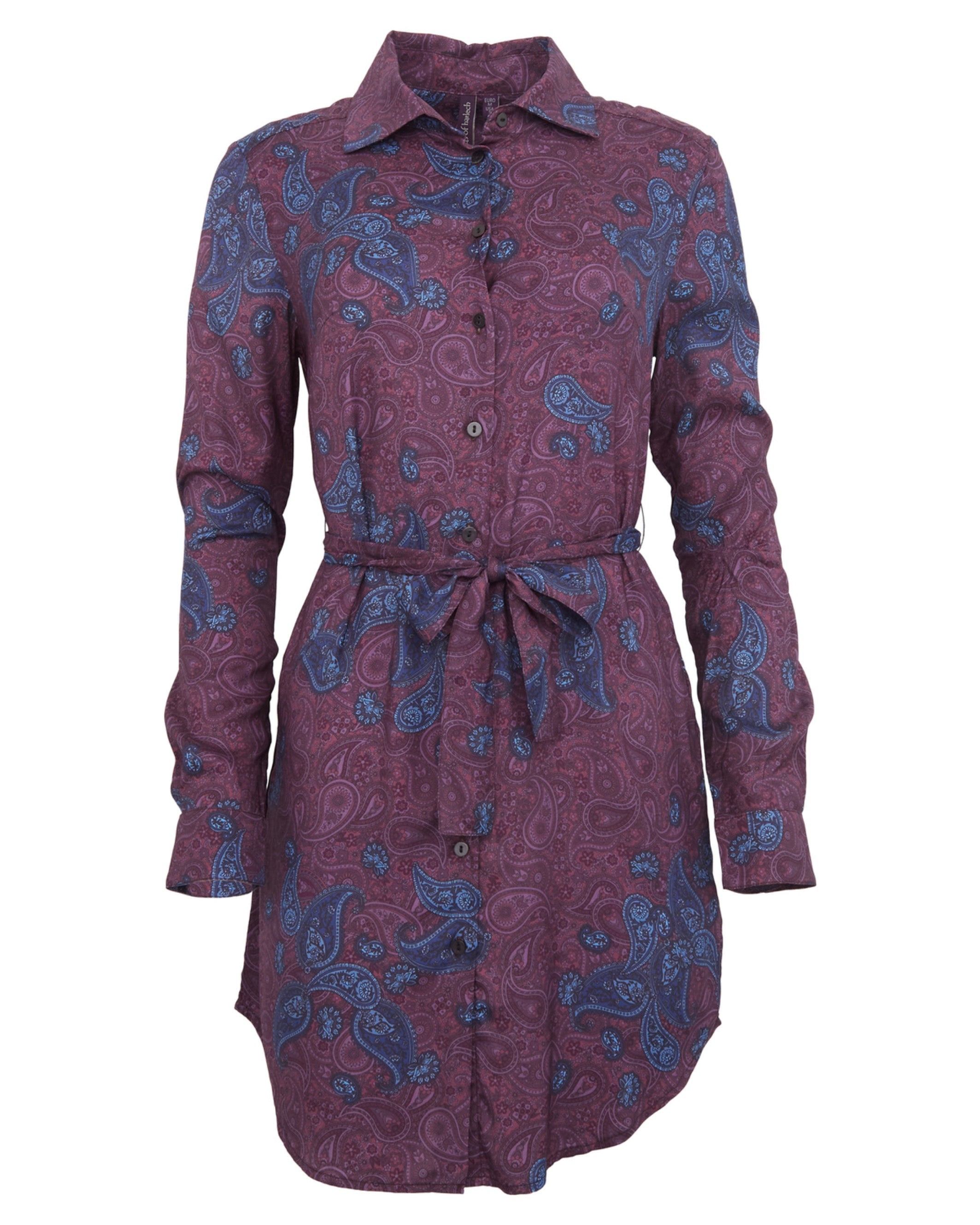 Women's Purple Dorethy Montgat Paisley Shirt Dress - Plum | Small | Lords of Harlech