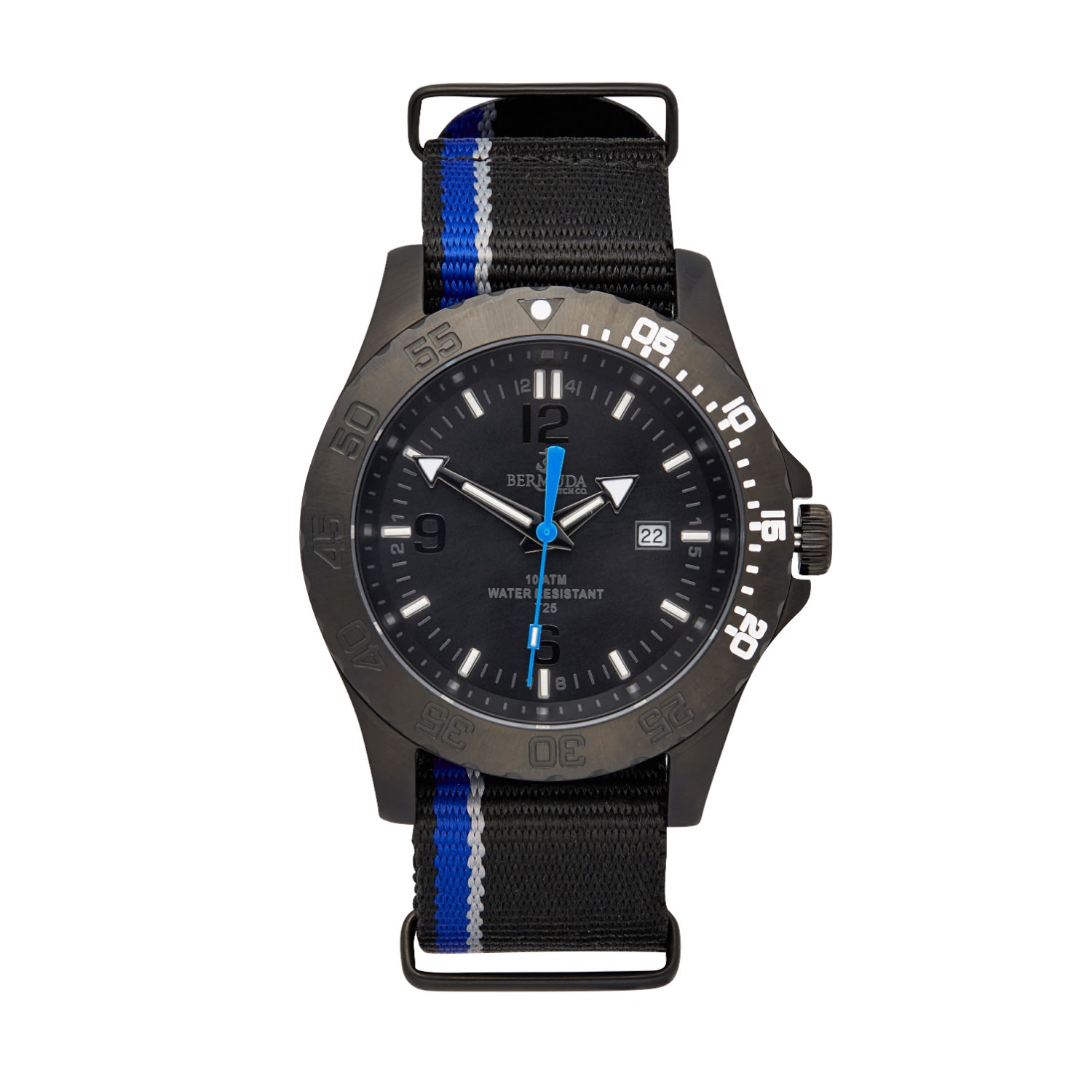 Men’s Bermuda Watch Co Stovel Bay Black & Blue Nylon Gtls Watch Bermuda Watch Company