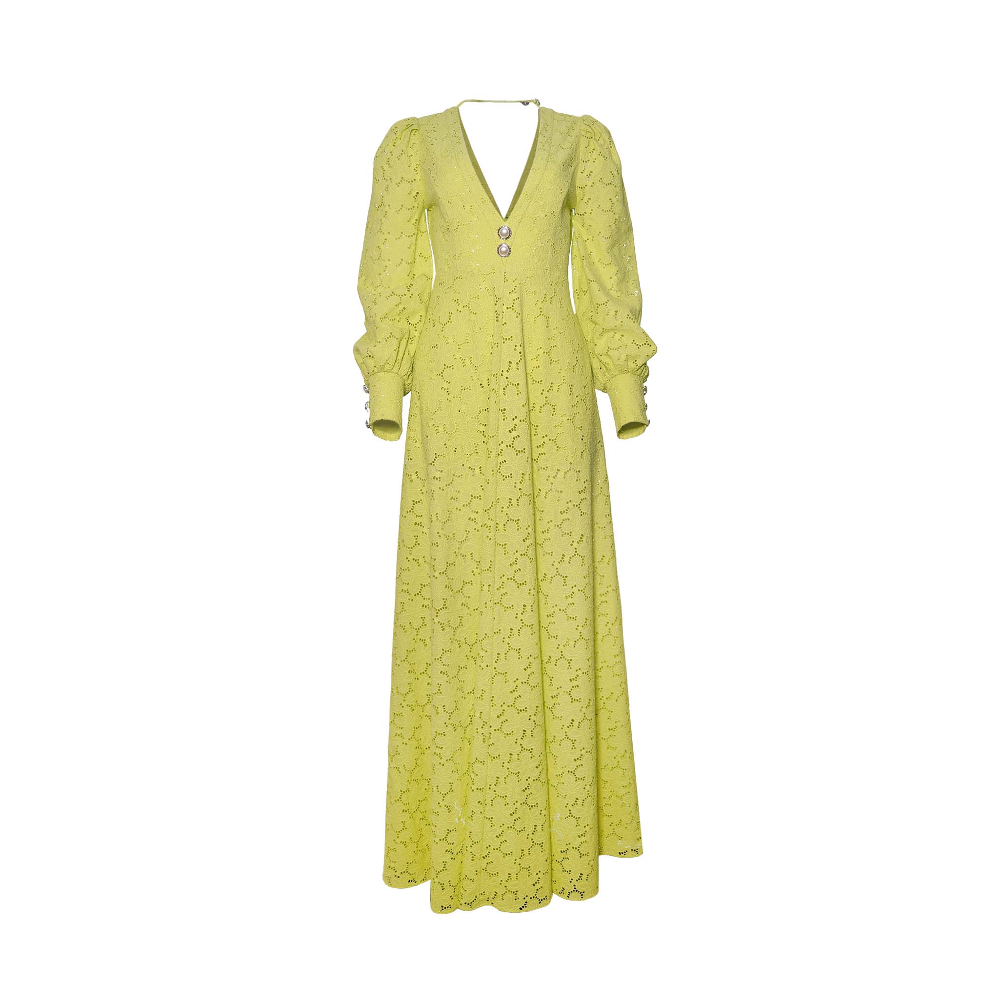 Women’s Verna Lime Green Eyelet Maxi Dress Medium Adiba