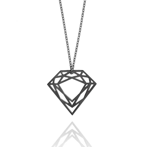 Black Classic Diamond Necklace Myia Bonner Wolf Badger