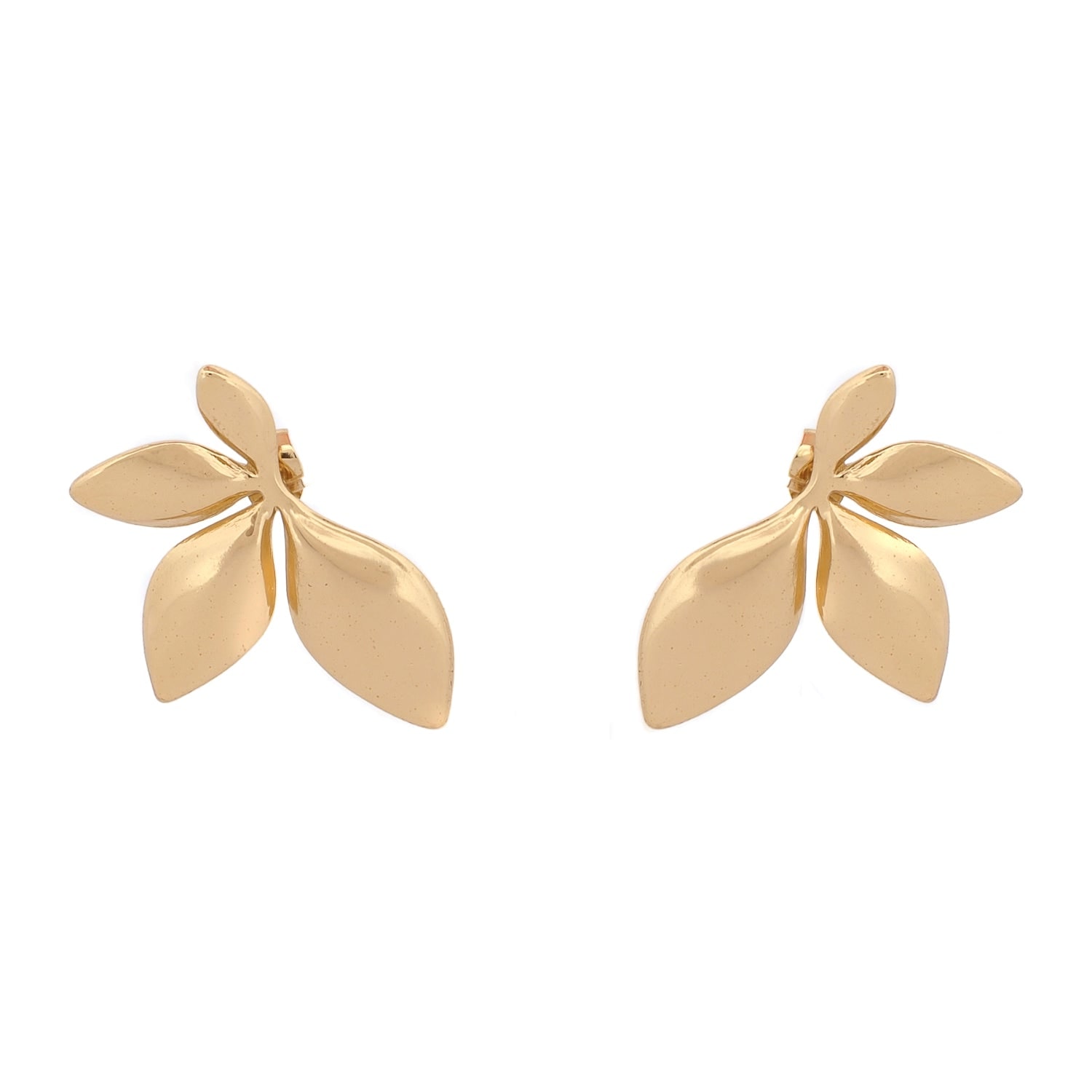 Ebru Jewelry Women's Divine Leaf Dance Stud Gold Earrings - Gold In Gold
