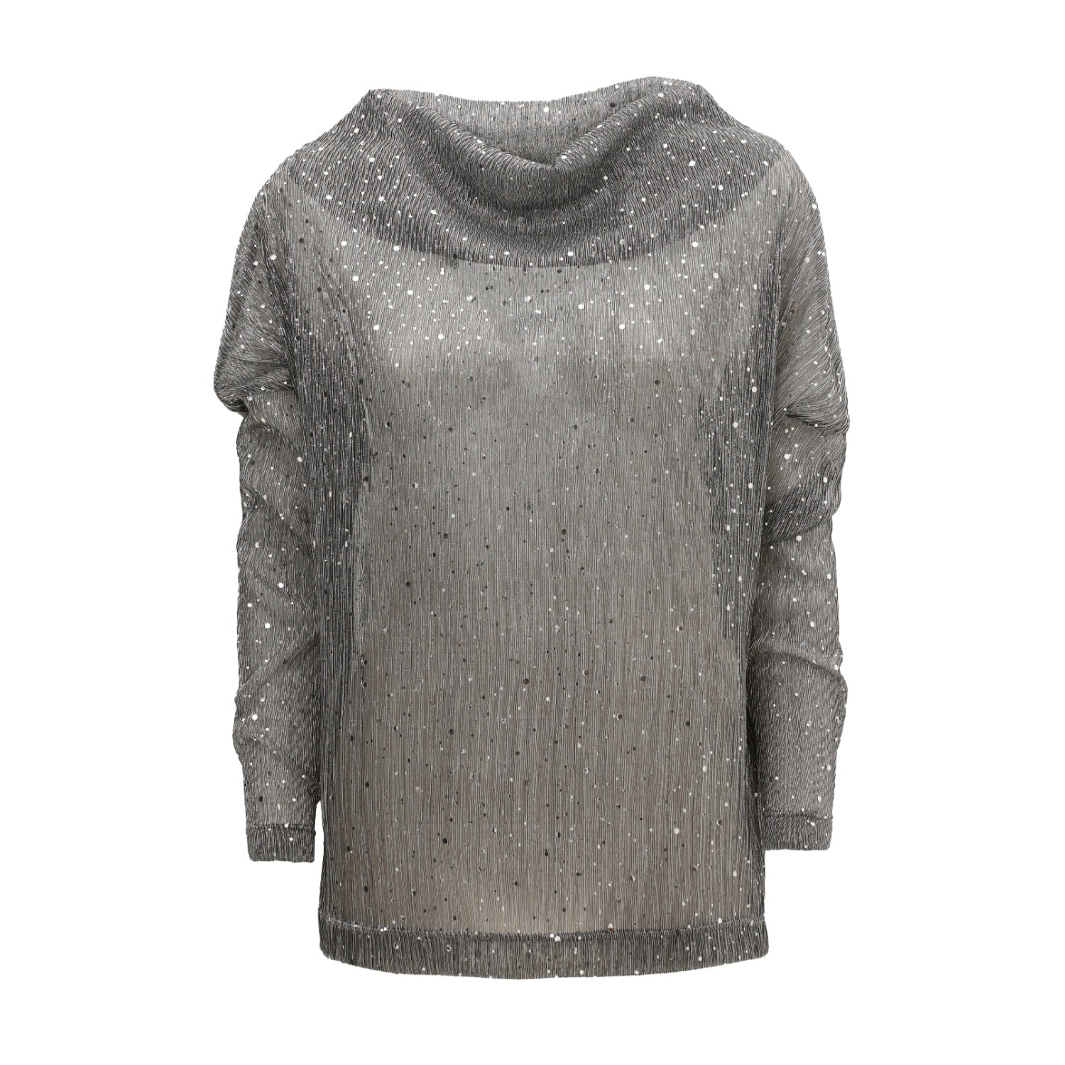 Julia Allert Women's Party Semi-sheer Glitter Drape Top Silver In Silver