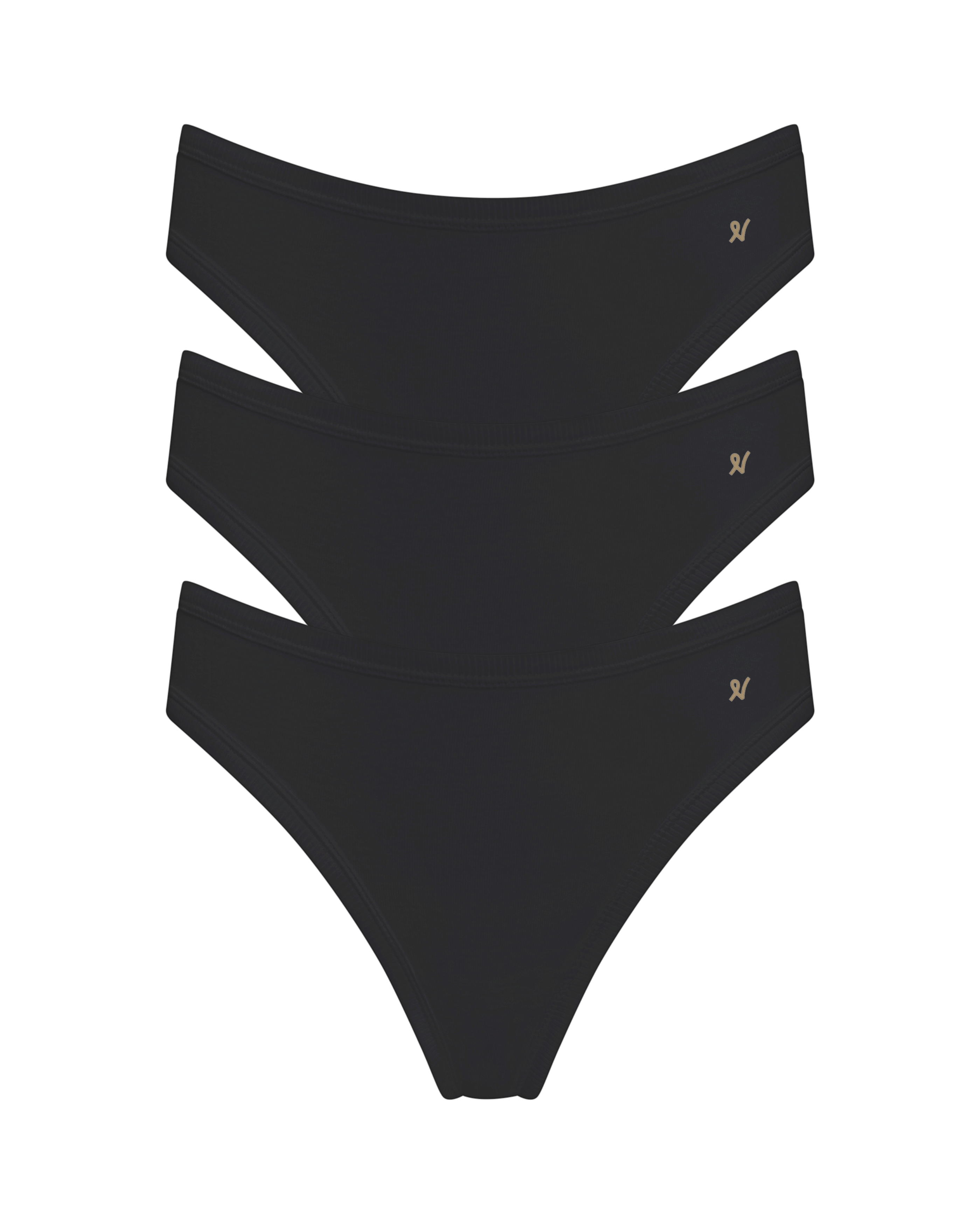 Nudea Women's The Organic Cotton Mini Brief Three Pack - Black In Black