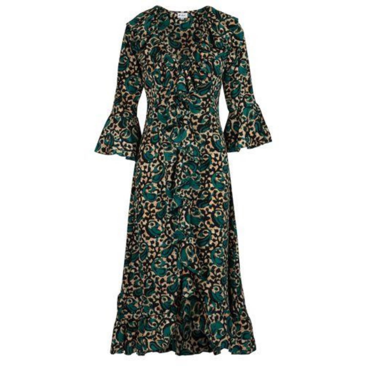 At Last... Women's Green Felicity Midi Dress Winter Pine In Green