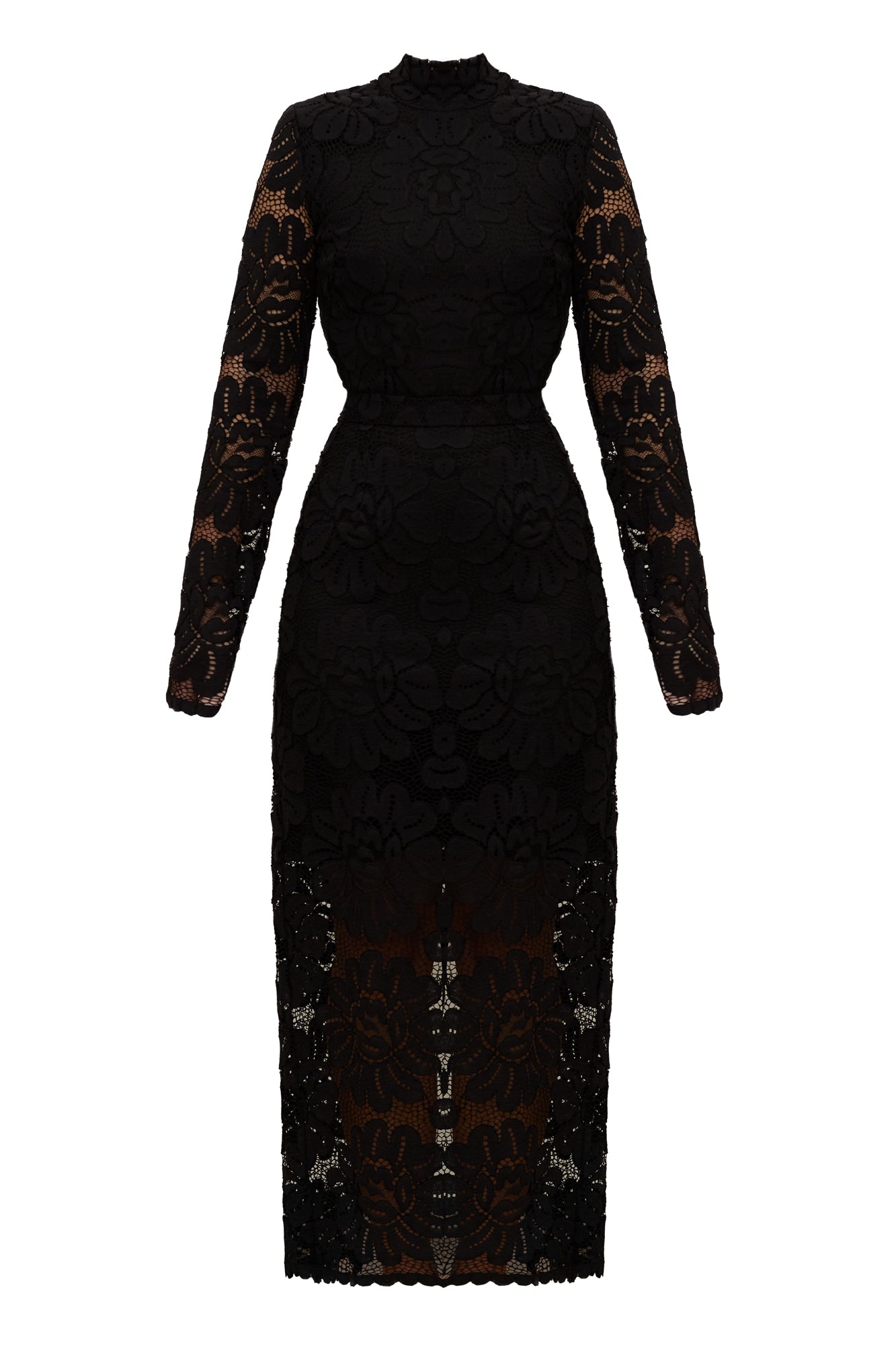 Undress Women's Elena Black Floral Lace Midi Dress With Open Back