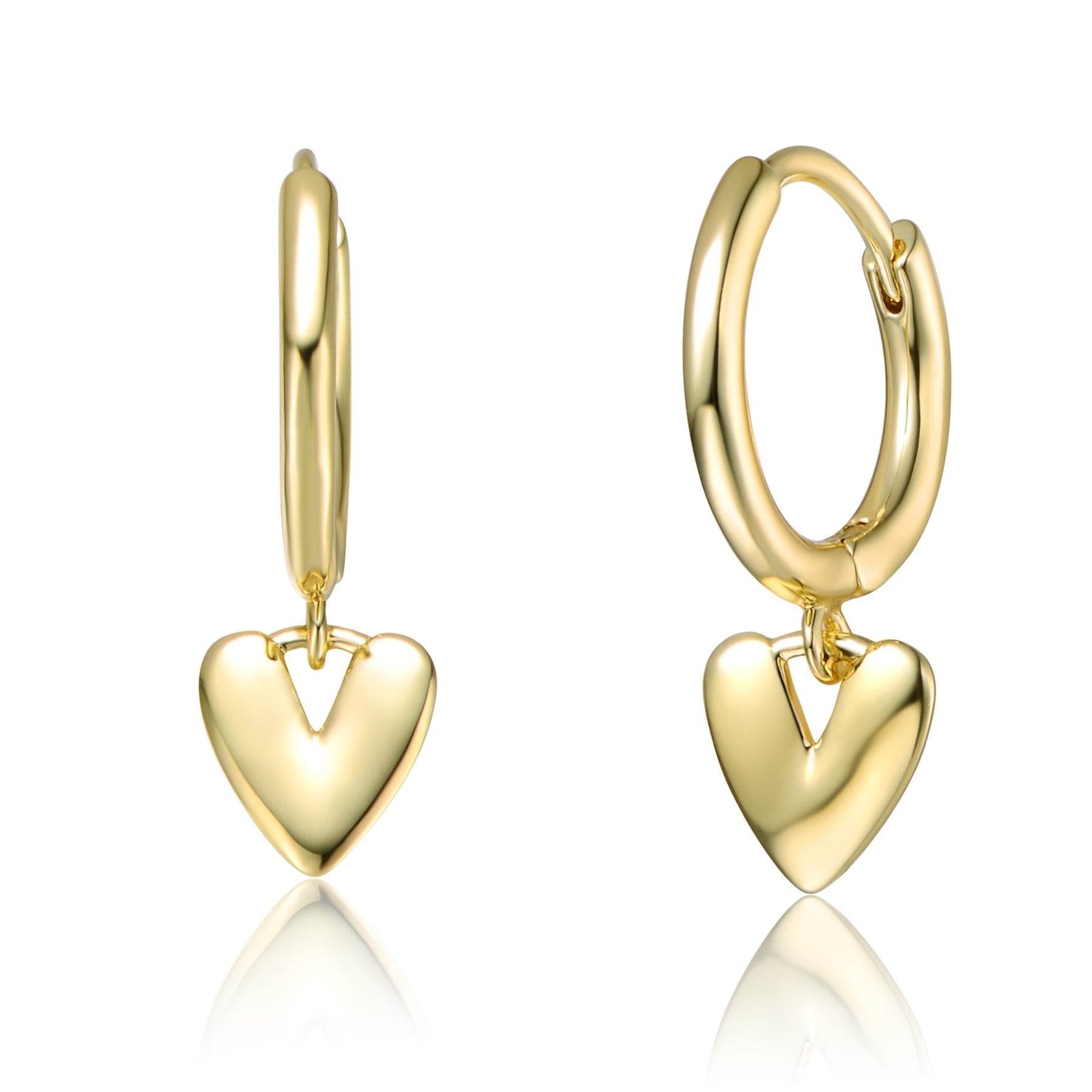 Genevive Jewelry Women's Rachel Glauber Yellow Gold Plated Heart Dangling Earrings In Gold