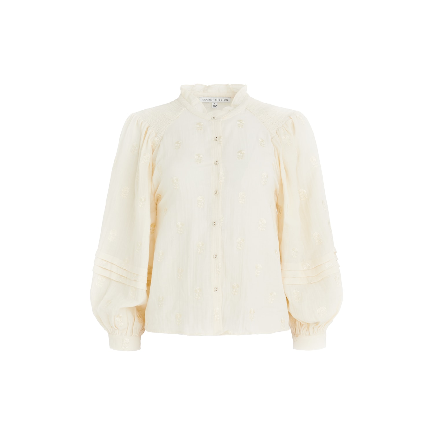 Women’s White Cecile Blouse - Organic Cotton Medium Secret Mission