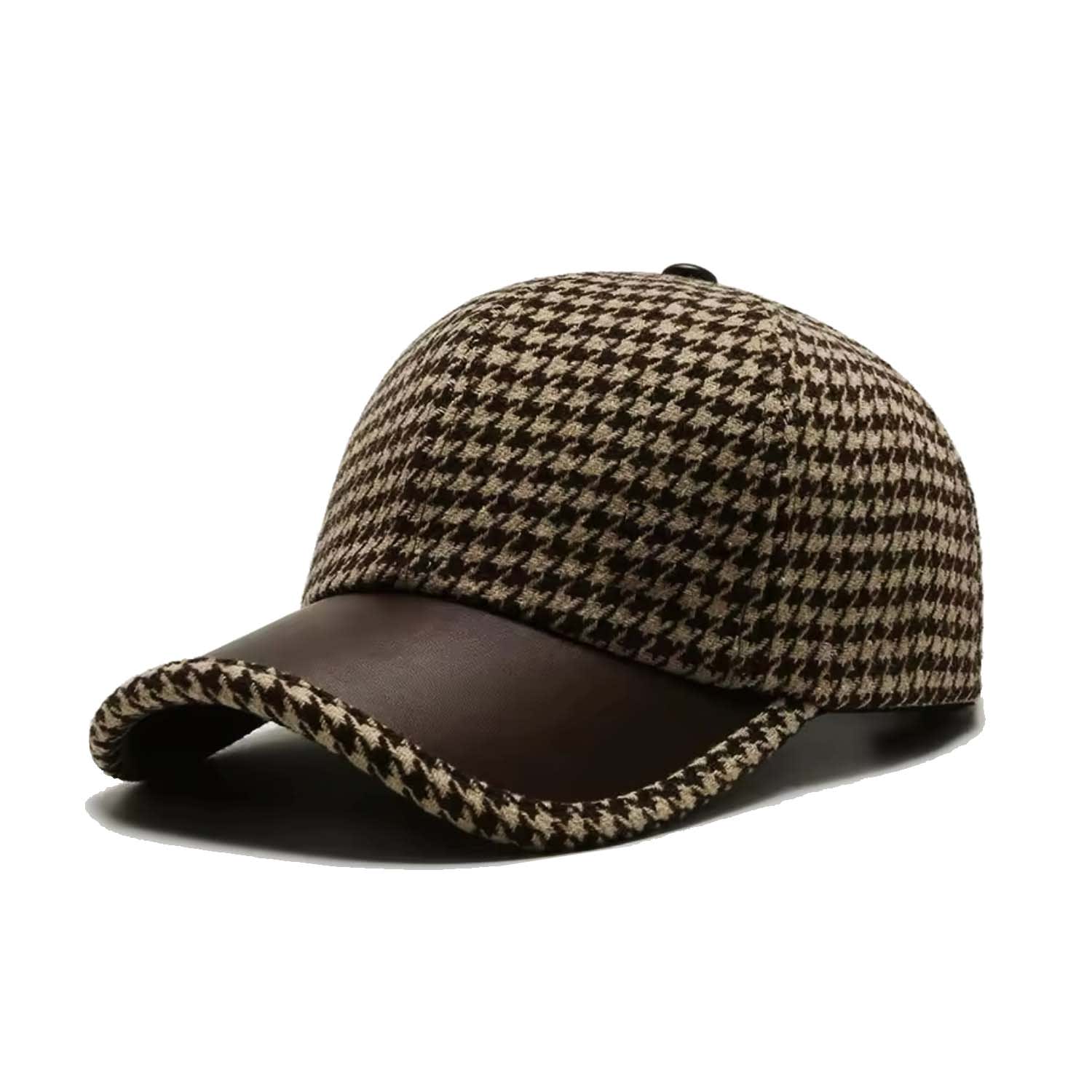 Chanel Joan Elkayam Women's Silver Cje Embellished Brown Houndstooth Cap In Brown