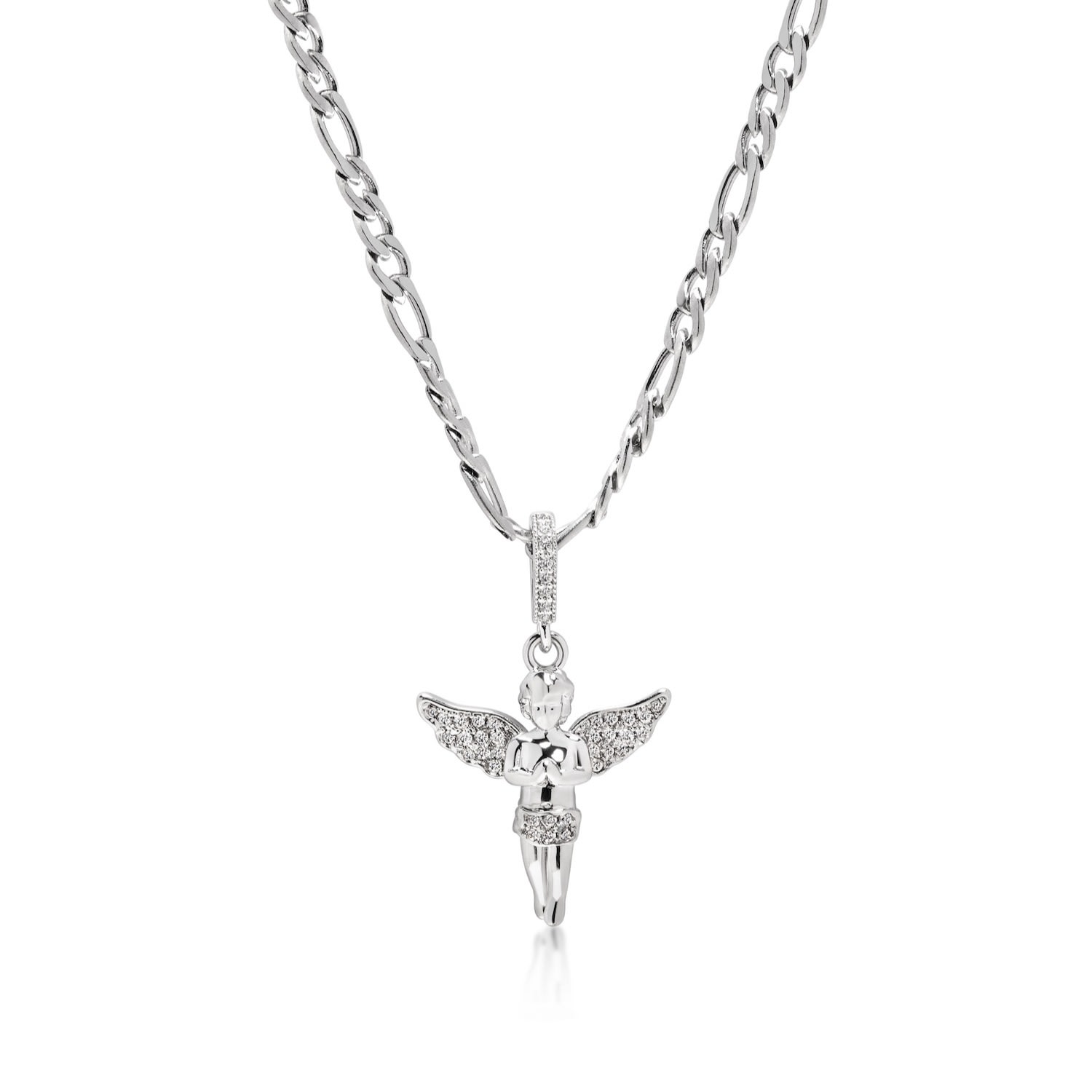 Nialaya Women's Silver Angel Necklace In White