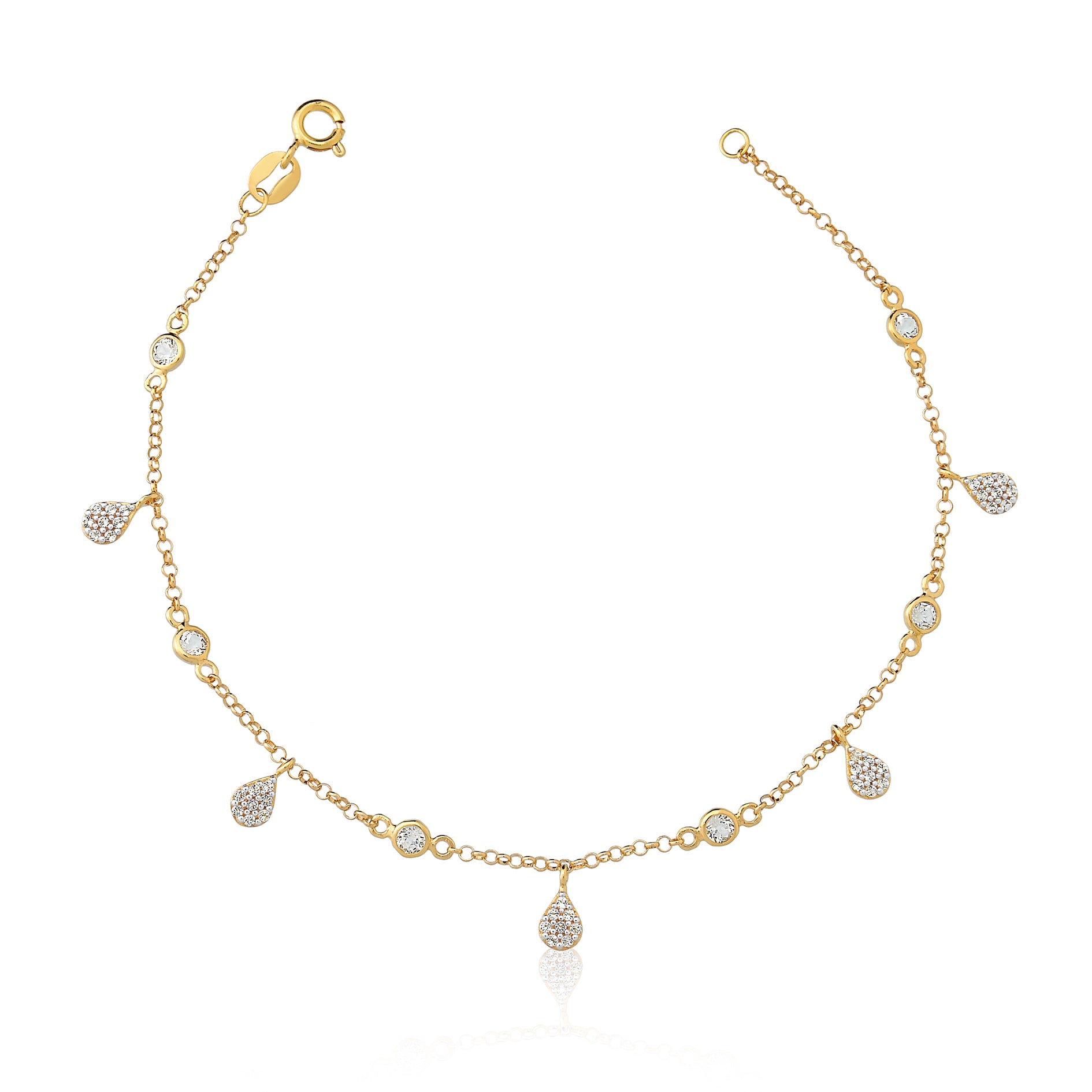 Solio Jewellery Women's Yellow / Gold / White Mini Pavé Pear Bracelet - White Topaz 18k Solid Gold In Gold
