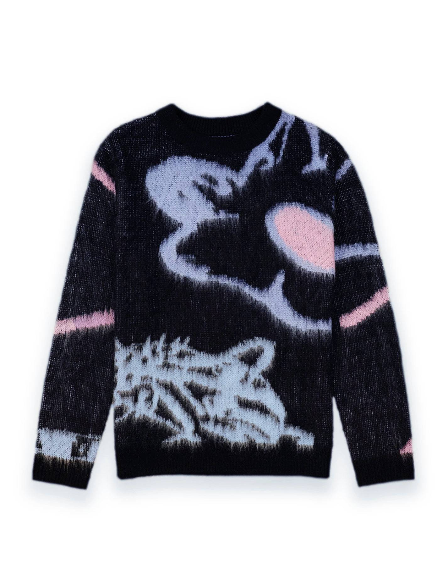 Gresham Blake Women's Black / Pink / Purple Doodle Mohair Jumper In Black/pink/purple