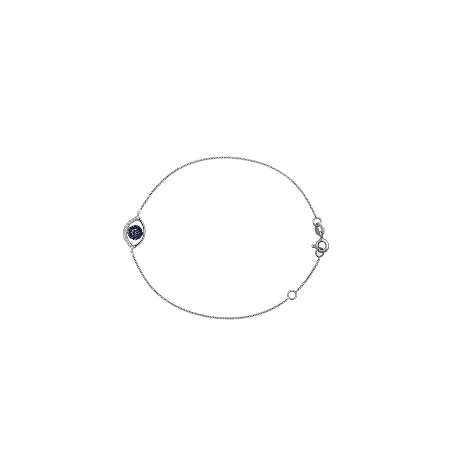 Women’s 18K White Gold Evil Eye Sapphire & Diamond Bracelet Genevieve Collection