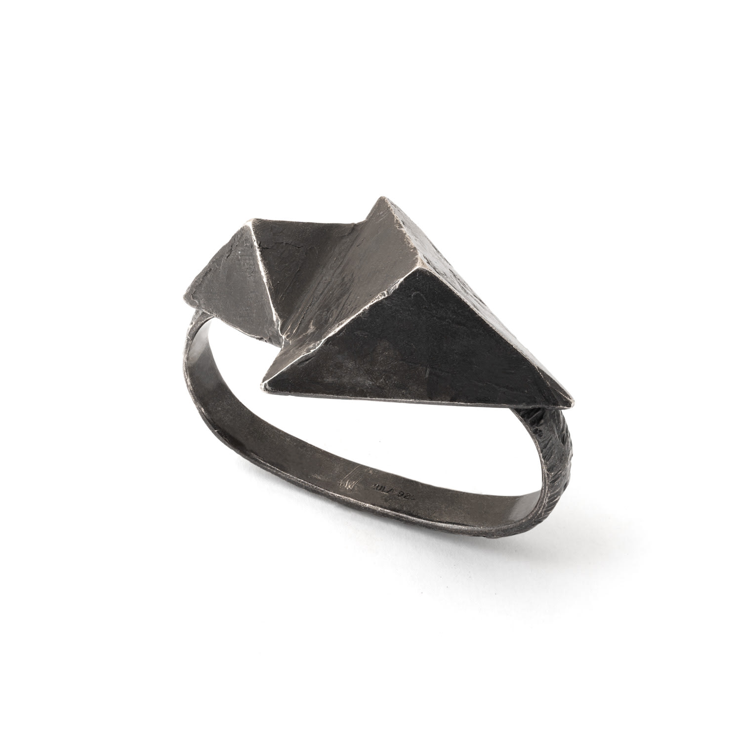 Zula Jewelry + Design Men's Black / Grey / Silver Triangle Multi Finger Ring, Large, Ancient Future Collection