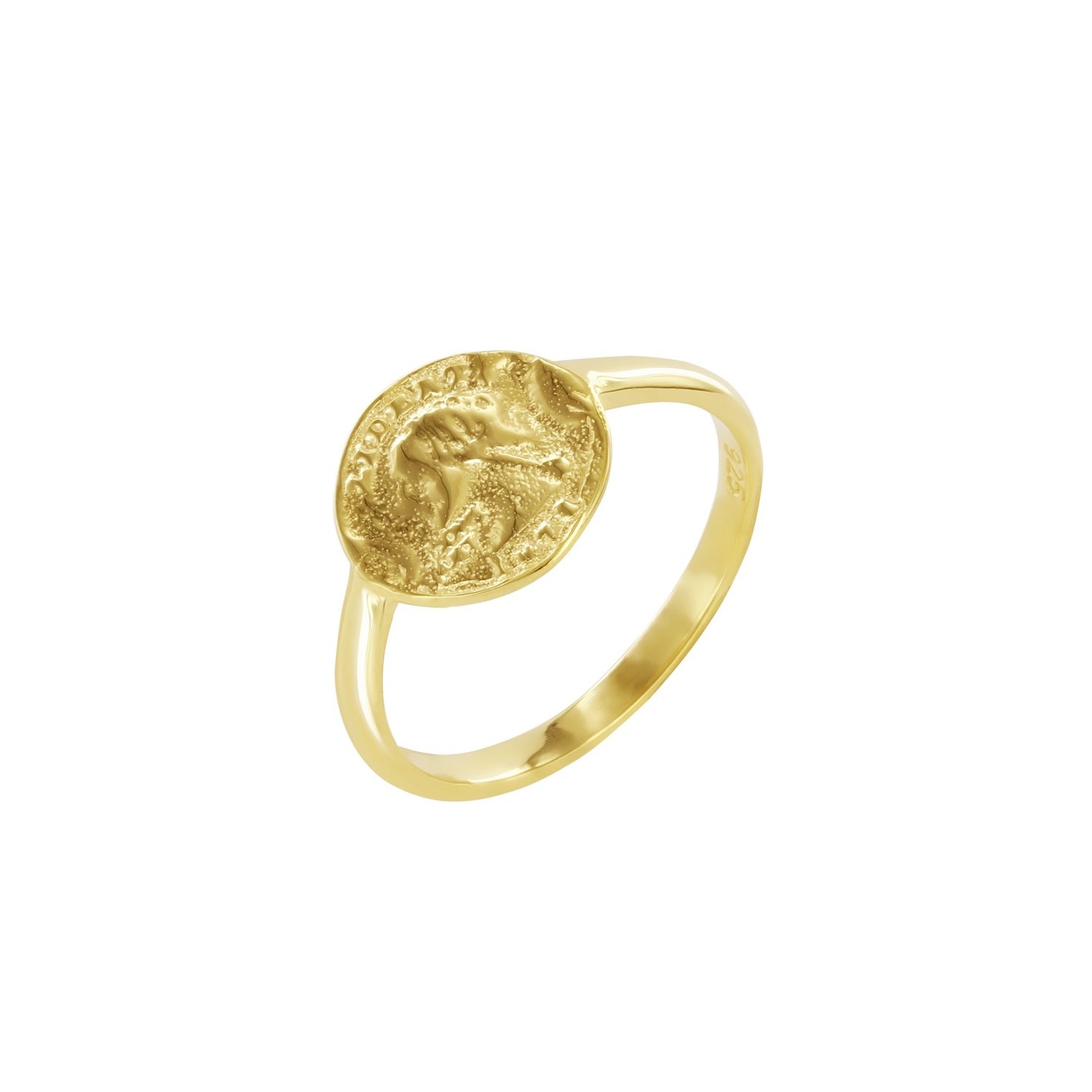 Women’s American Coin Ring Gold Vermeil Wolf and Zephyr