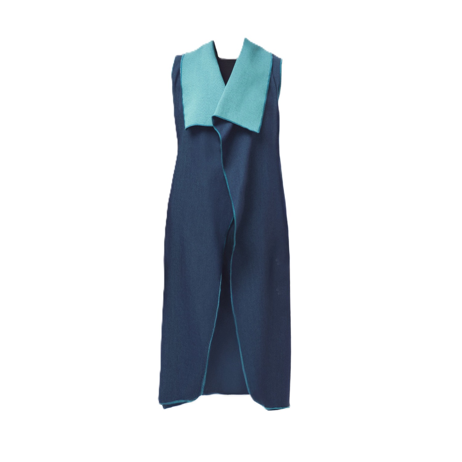 Saniya Khan Women's Blue Deep Turquoise & Navy Reversible Denim Duster