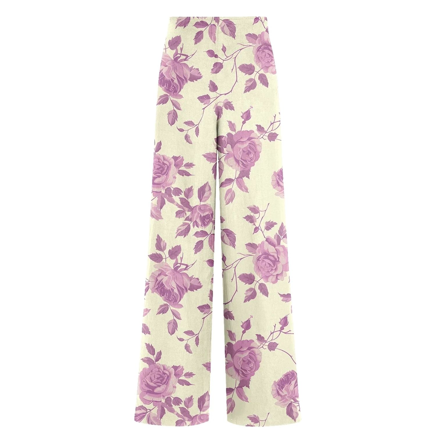Aloha From Deer Women's Neutrals / Pink / Purple Rosy Tint Long Loose Pants