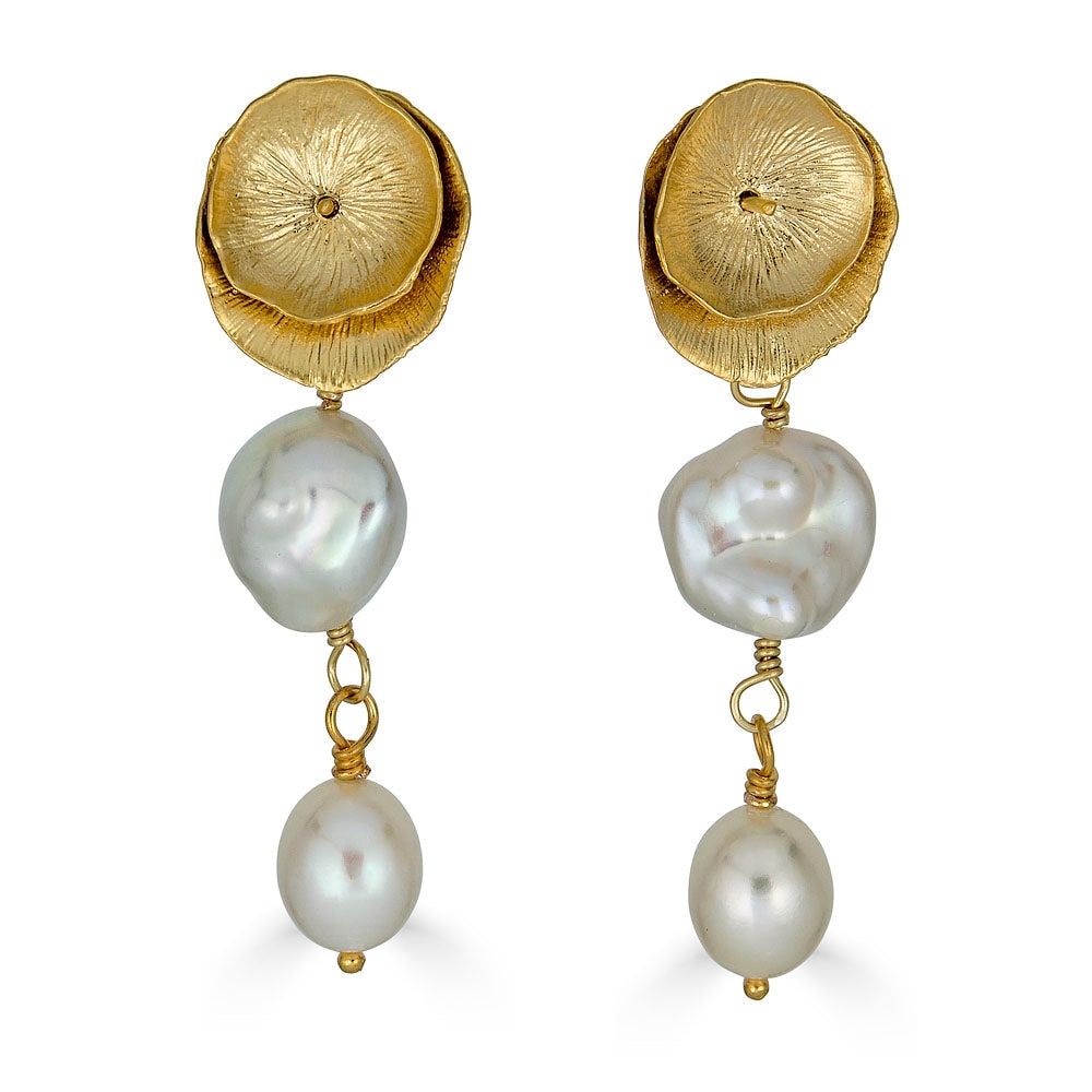 Loni Paul Jewelry Women's Gold / White Keshi Pearl Earring In Multi