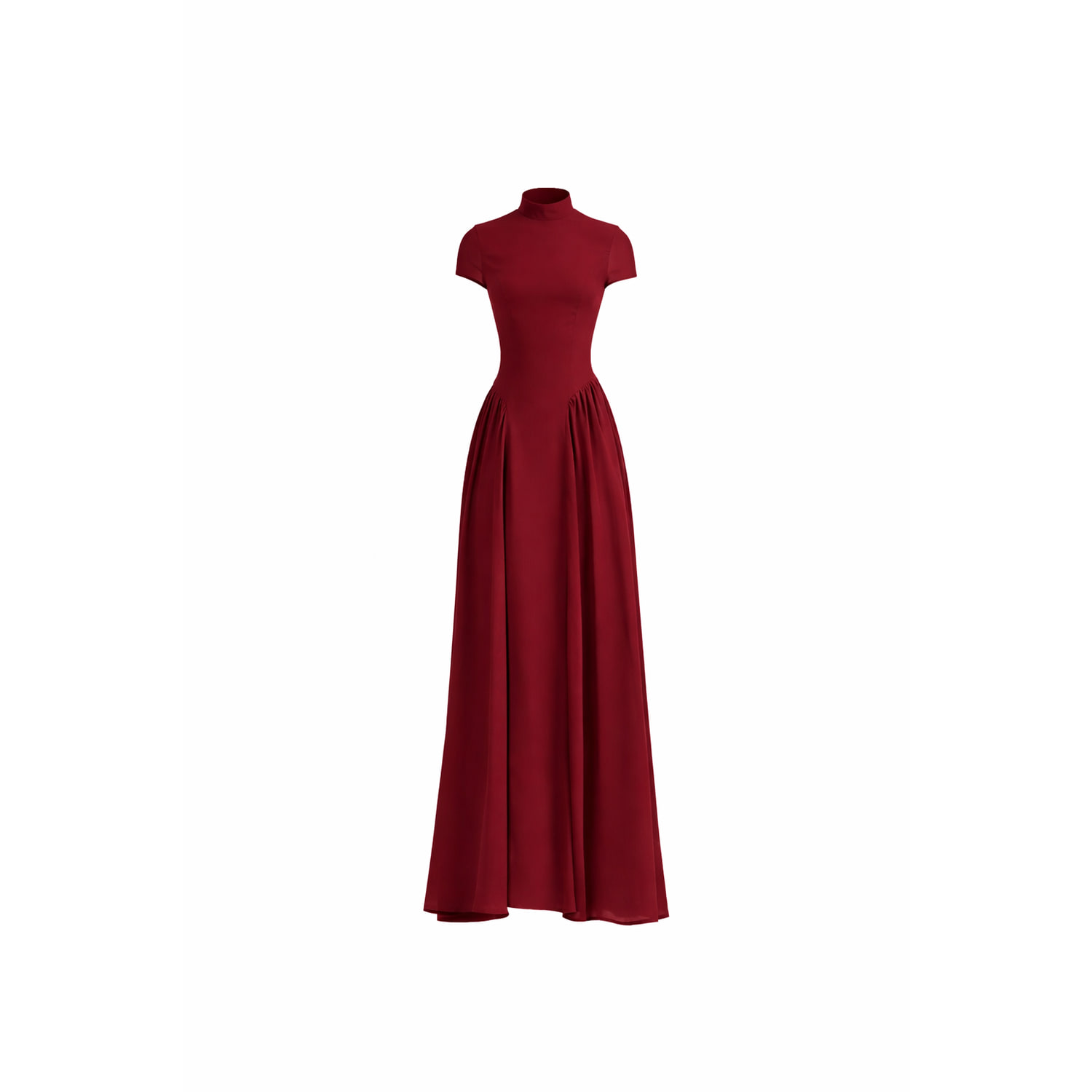 Women's Brown / Red Ava Chiffon Mock Neck Maxi Dress With Cap Sleeves | Xs/S | Icon Leva