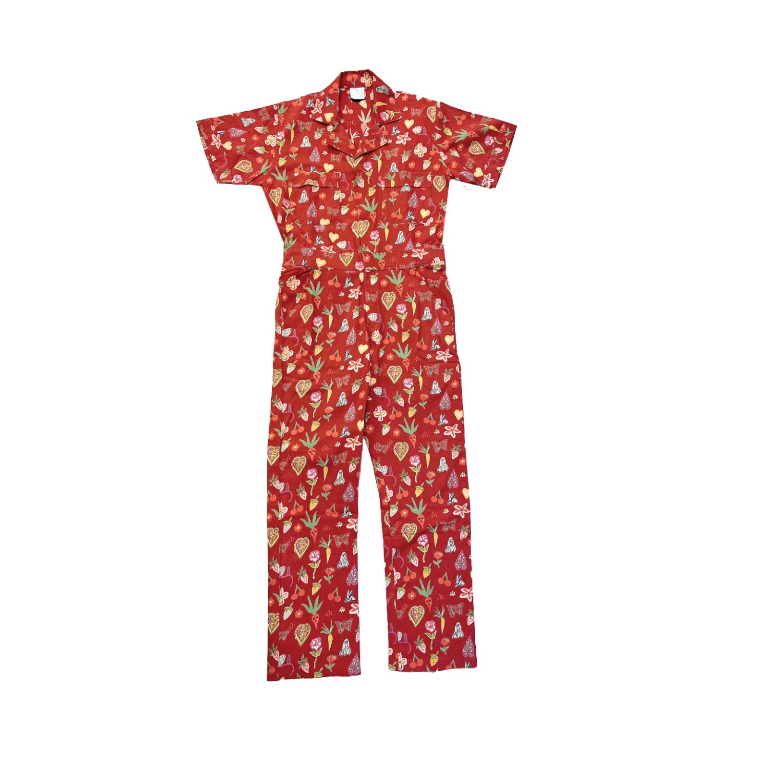 My Little Belleville Women's Red Berry Garden Jumpsuit, Boiler-suit, Romper, Utility Jumpsuit In Red