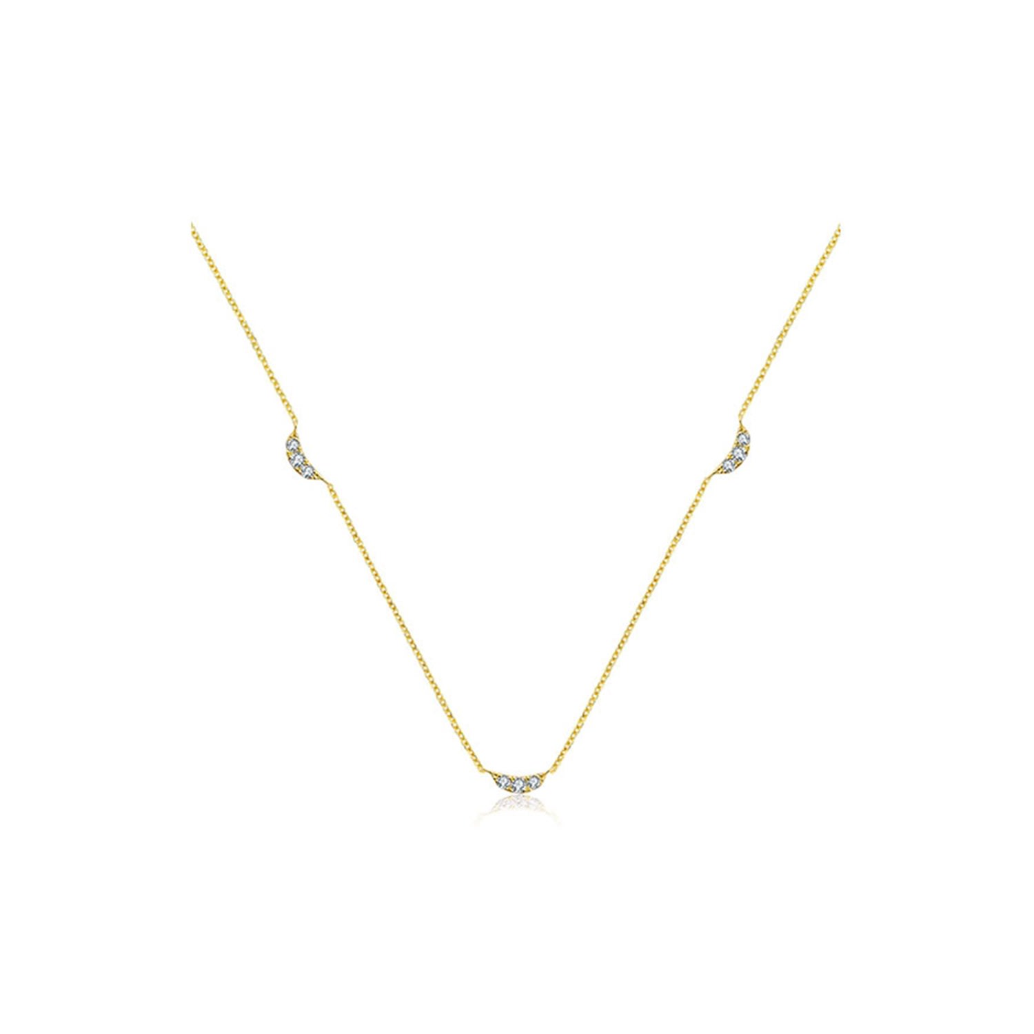 Women’s Yellow / Orange 18K Yellow Gold Moon Shape Diamond Necklace / Choker Genevieve Collection