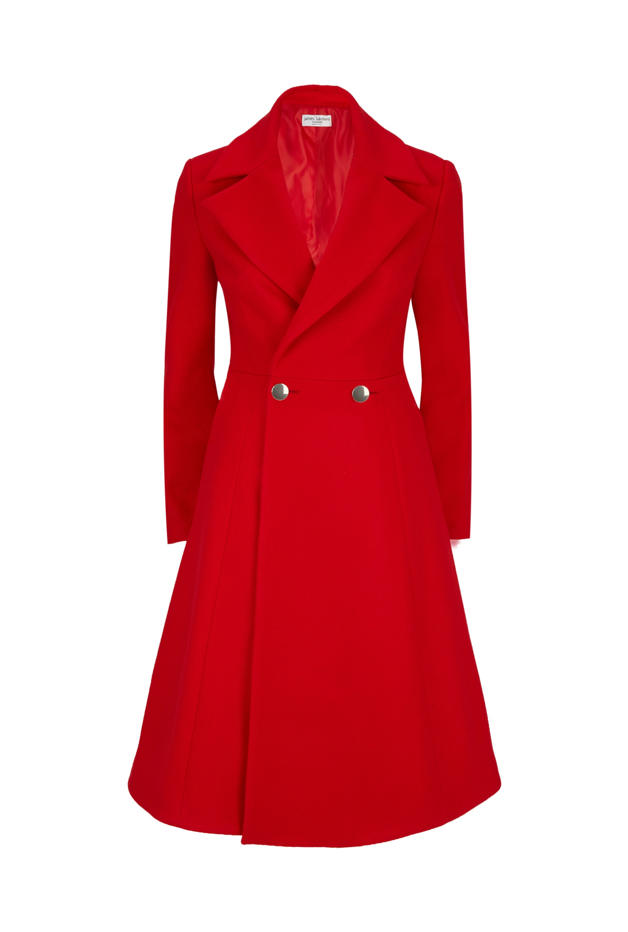 Women’s Double Breasted A-Line Coat - Red Medium James Lakeland