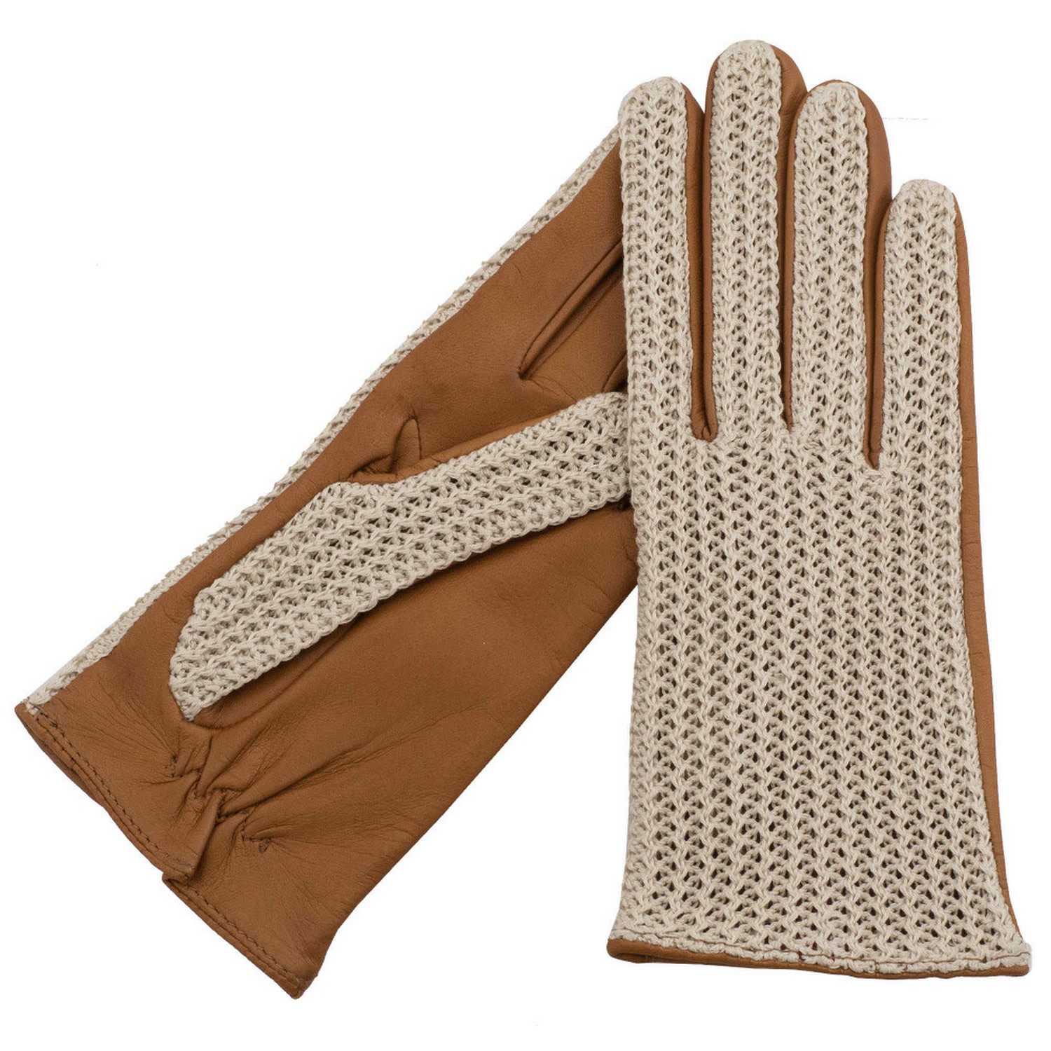 Neutrals Olivia / Women Leather Gloves - Beige 7" Karma Leather Gloves