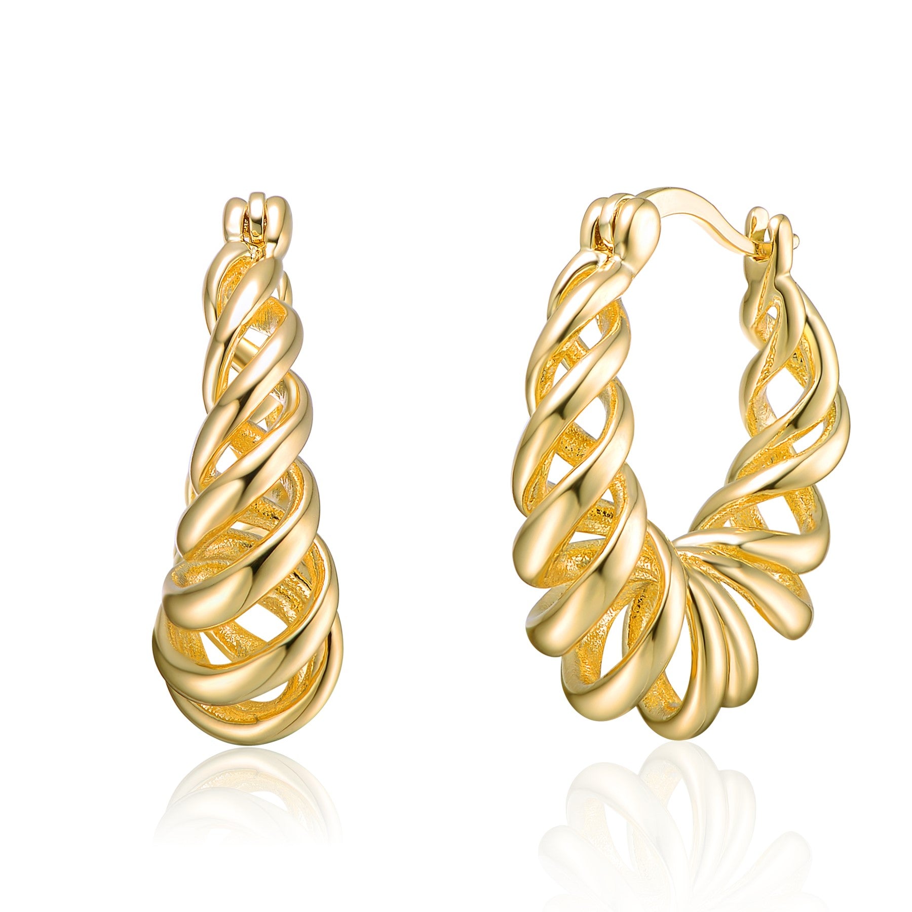 Genevive Jewelry Women's Rachel Glauber Yellow Gold Plated Twisted Halo Hoop Earrings In Gold