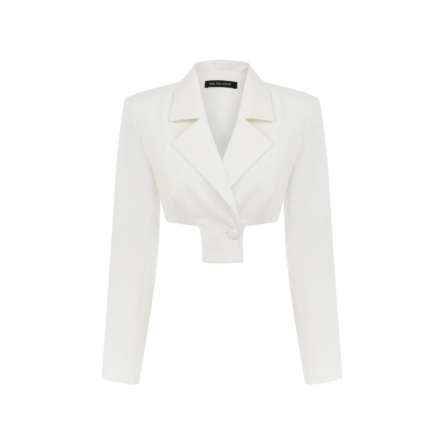 Women’s Evelyn White Crop Jacket Small Feel the Lotus