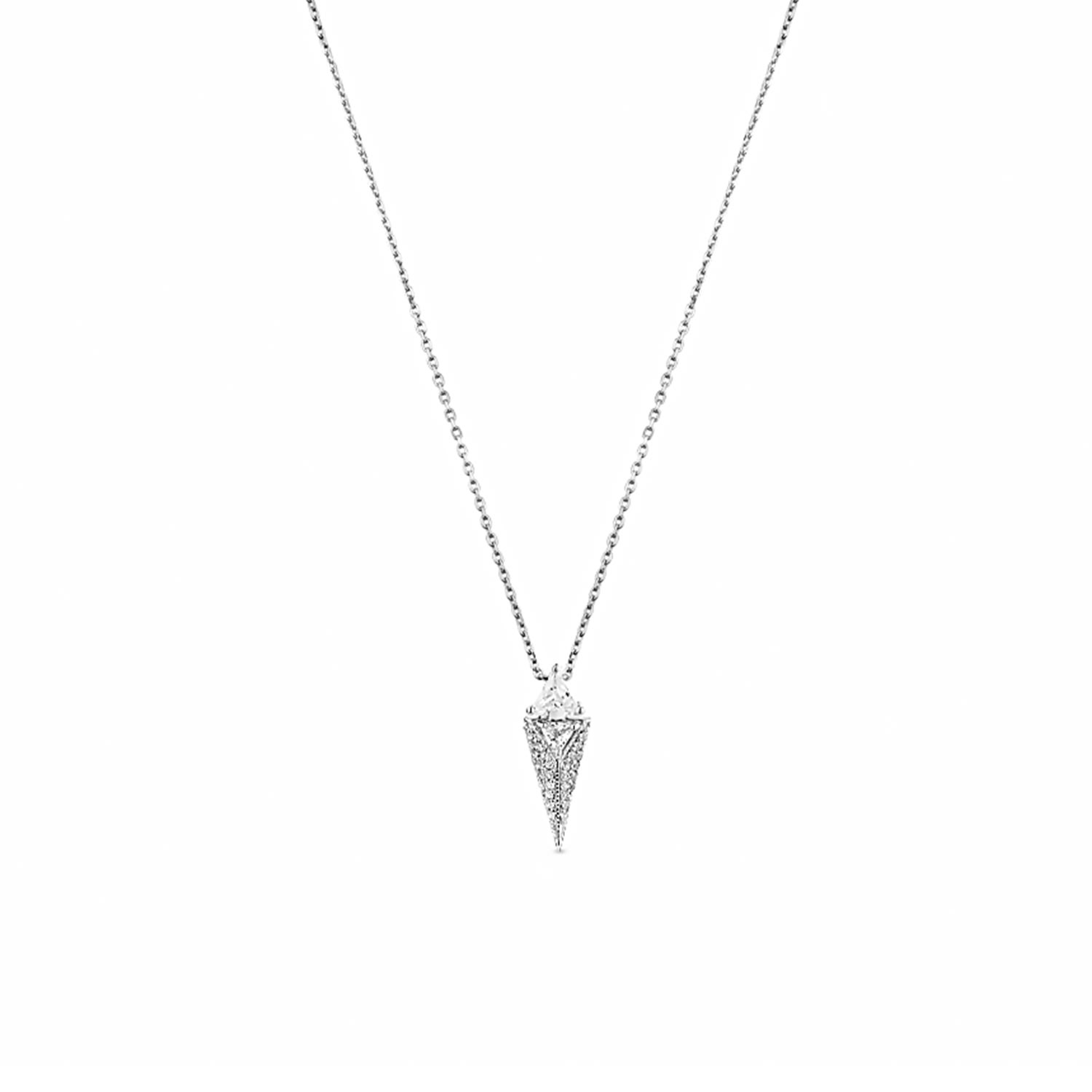Sally Skoufis Women's Silver / White Urge Necklace With Man Made Cz Diamond Stimulant In Sterling Silver In Multi