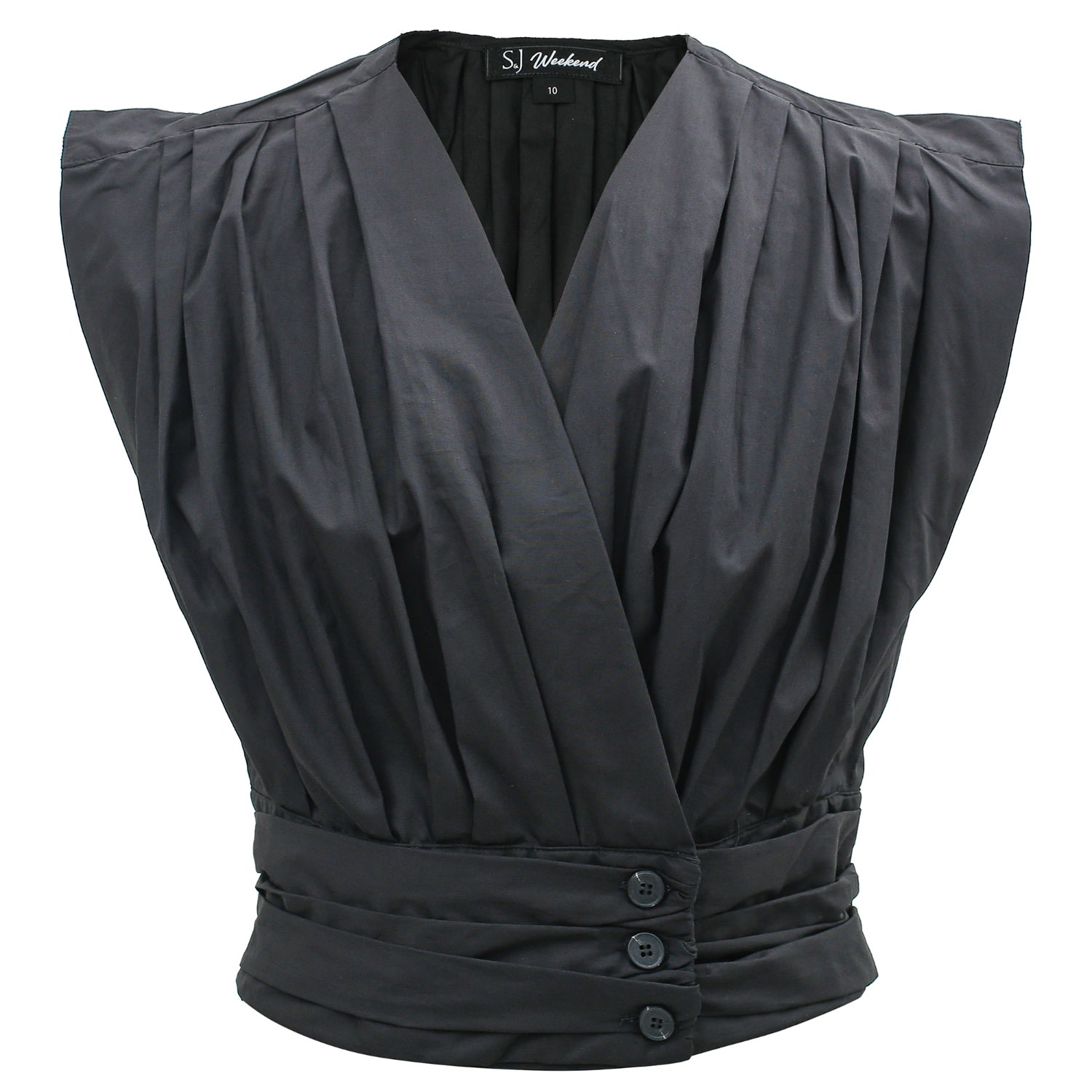 Smart And Joy Women's Cross-heart Crop Top In Cotton - Black In Black