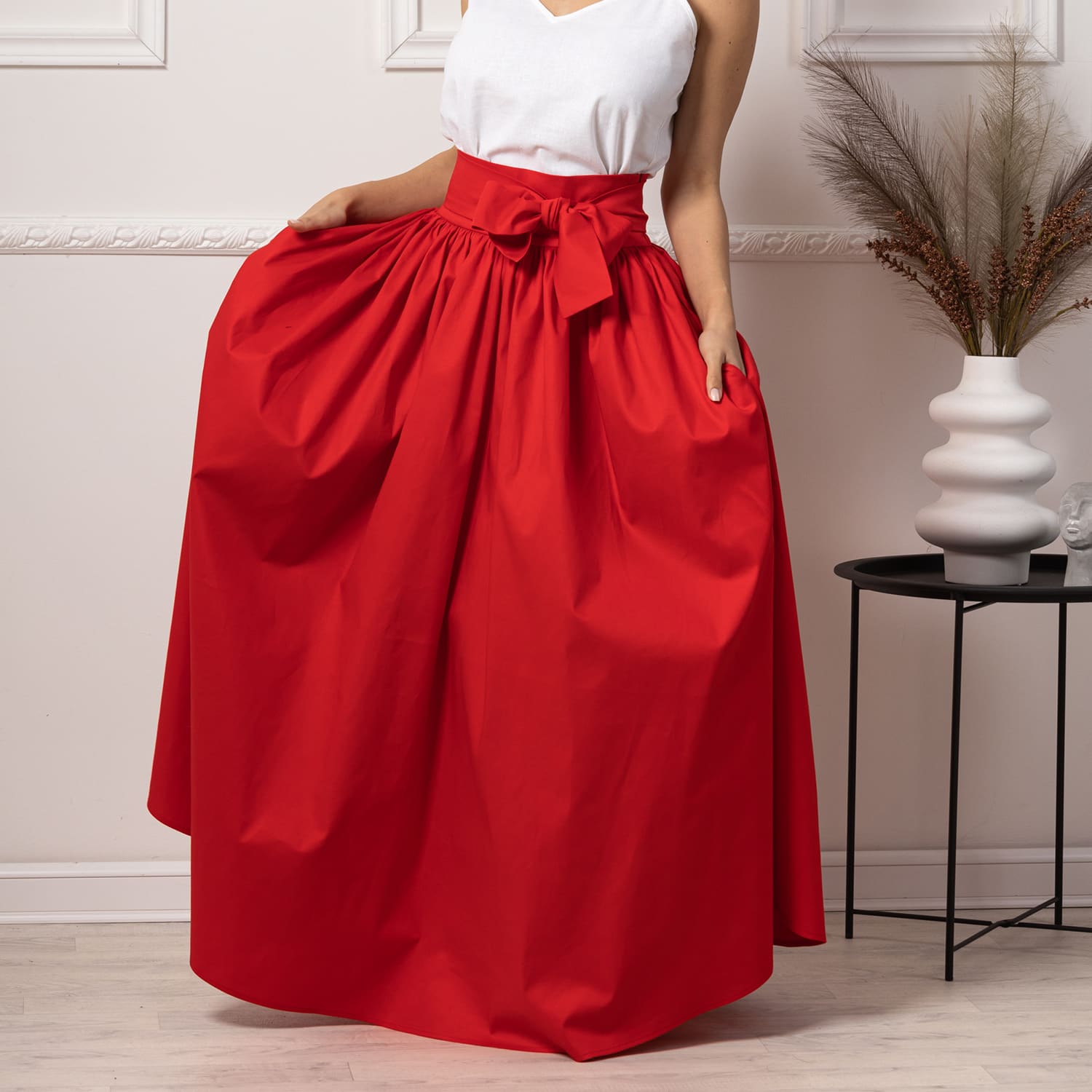 スカート RED COTTON SKIRT red-cotton-