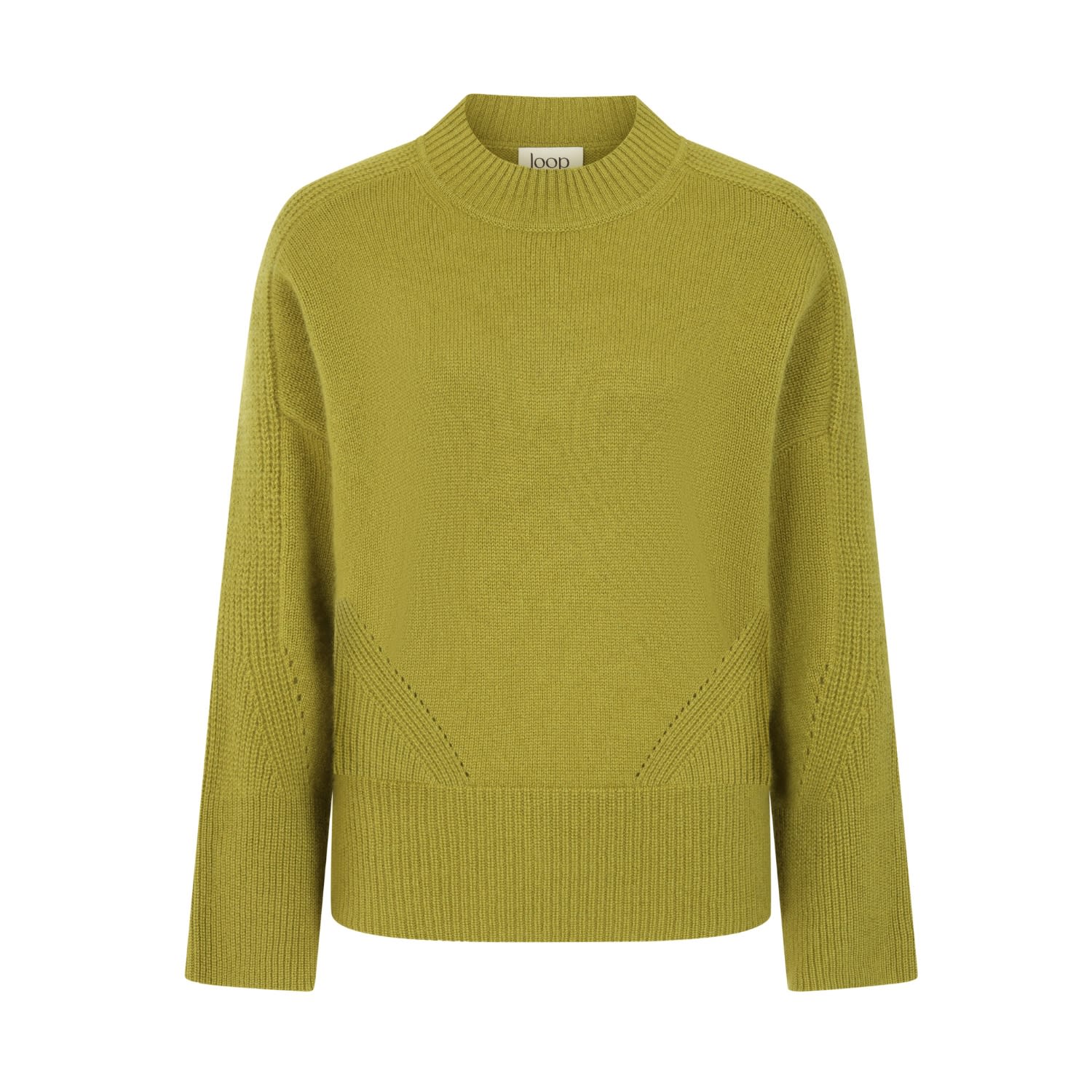 Loop Cashmere Women's Ribbed Detail Lofty Crew Sweatshirt In Woodbine Green In Green