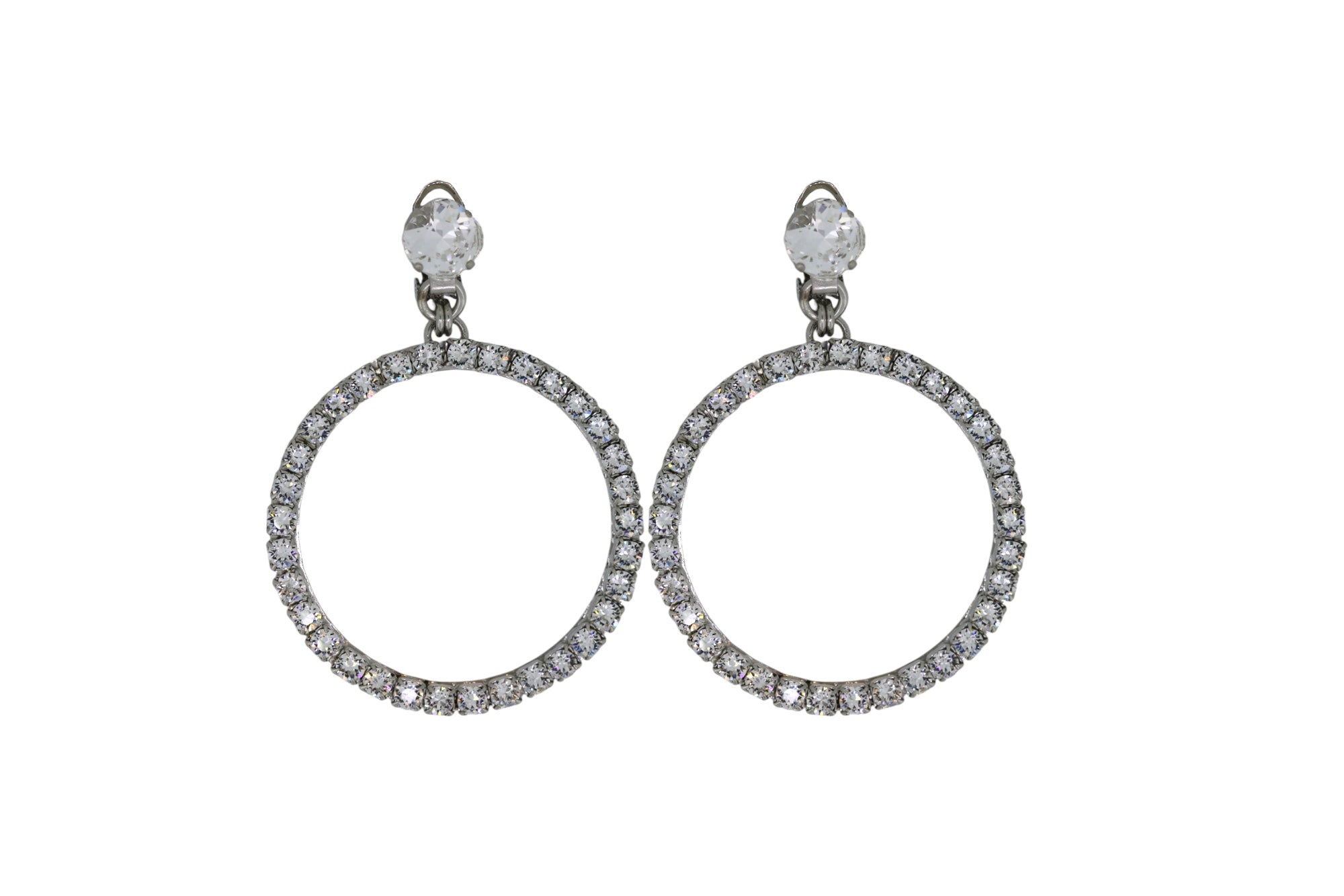 Vickisarge Women's Neutrals The Medium Clear Hoop Earrings In Platinum - Pierced