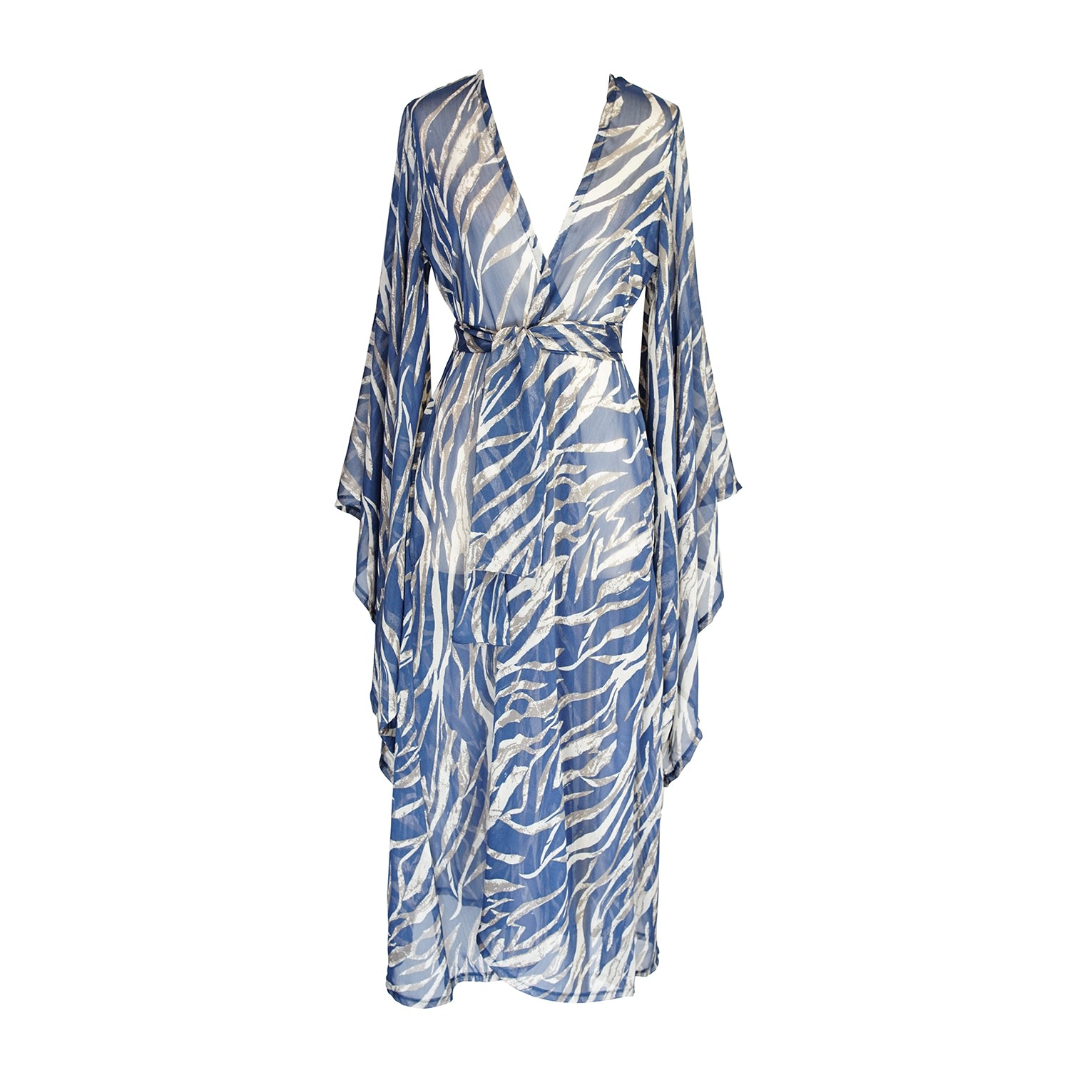 Women&rsquo;s Blue / White Etosha Azul Kimono | Extra Large | Jennafer Grace