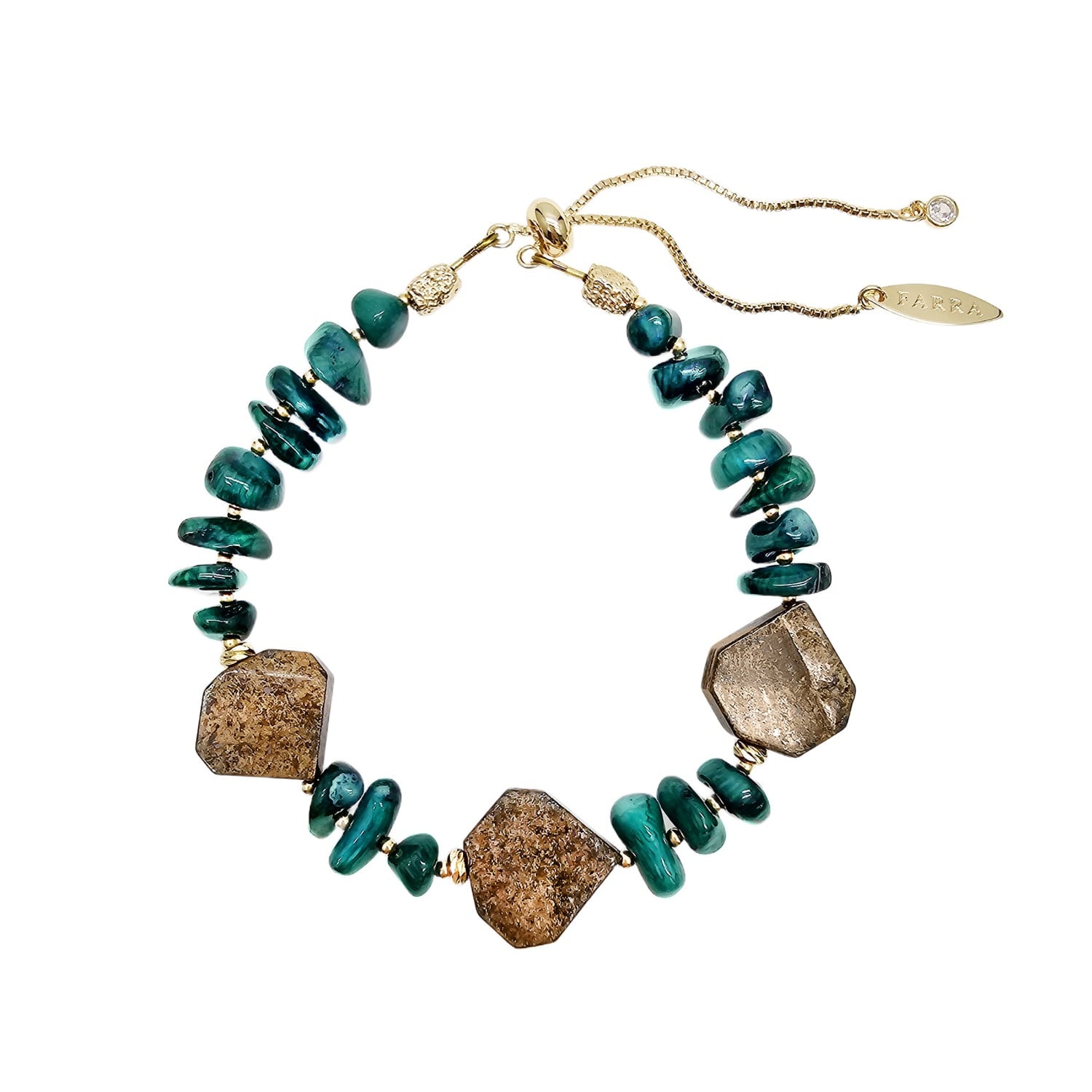 Farra Women's Green Bamboo Coral With Tiger-eye Bracelet In Green