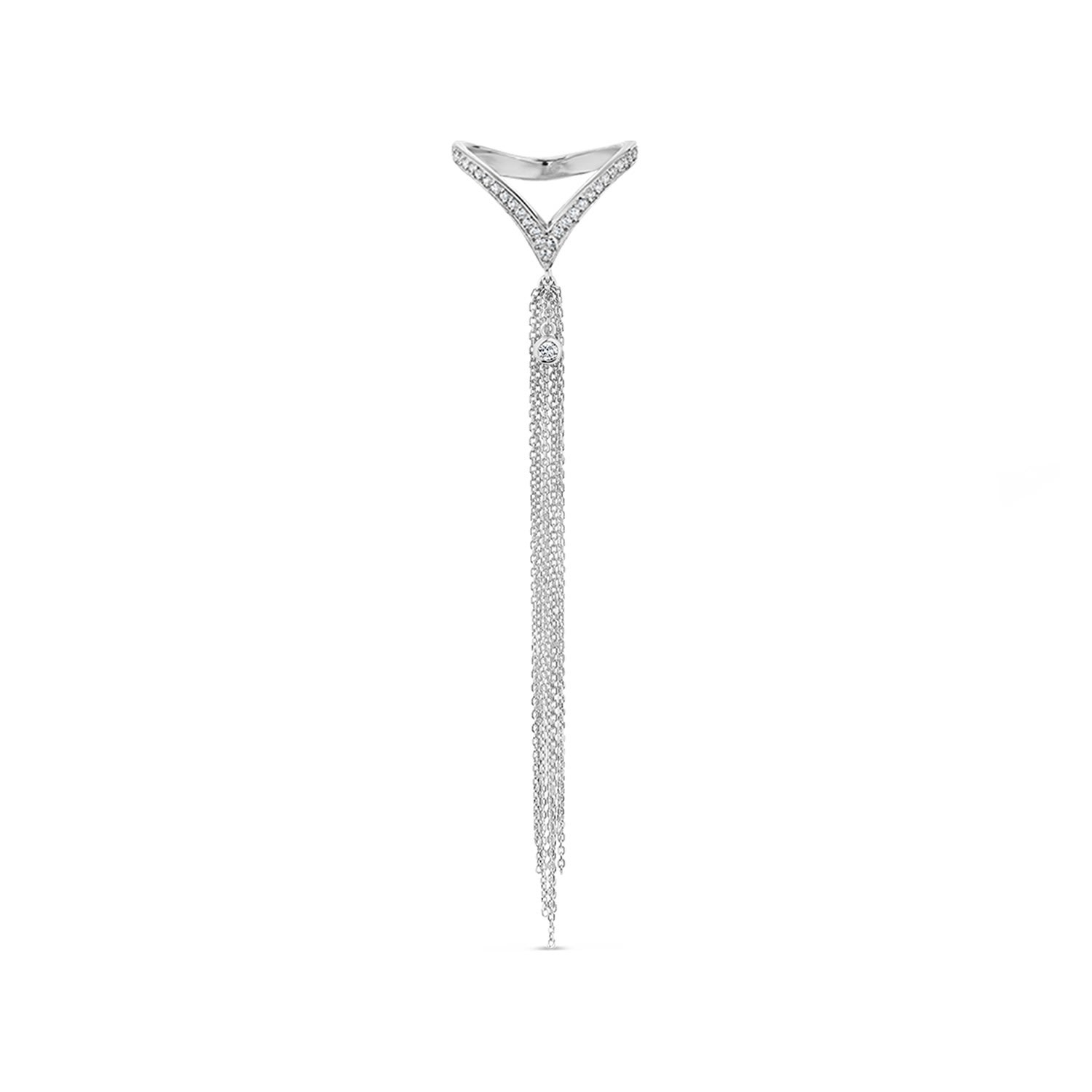 Sally Skoufis Women's White / Silver Minx Chain Ring With Man Made Cz Diamond Stimulant In Sterling Silver In Multi