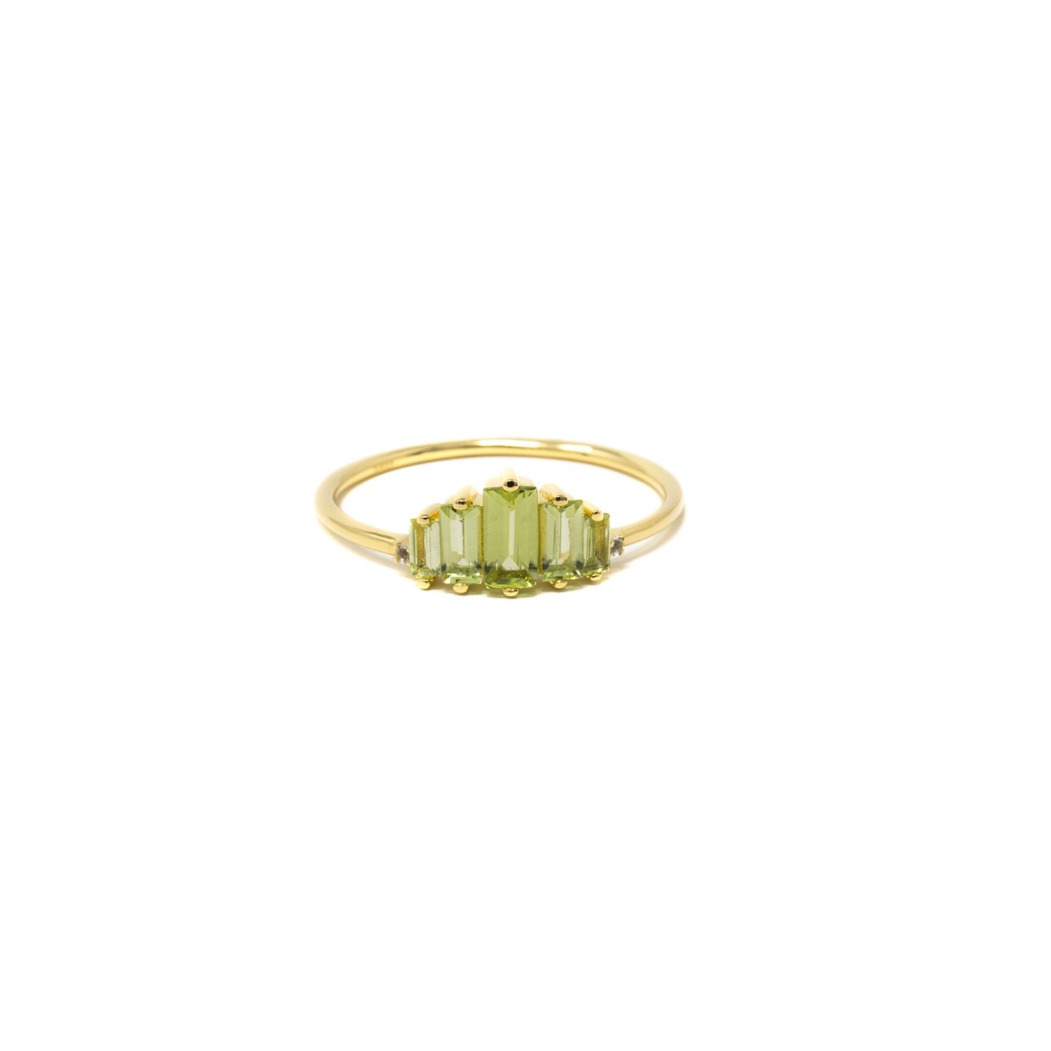 Women’s Green Aaliyah Ring- Peridot, Gold Nasi Silver