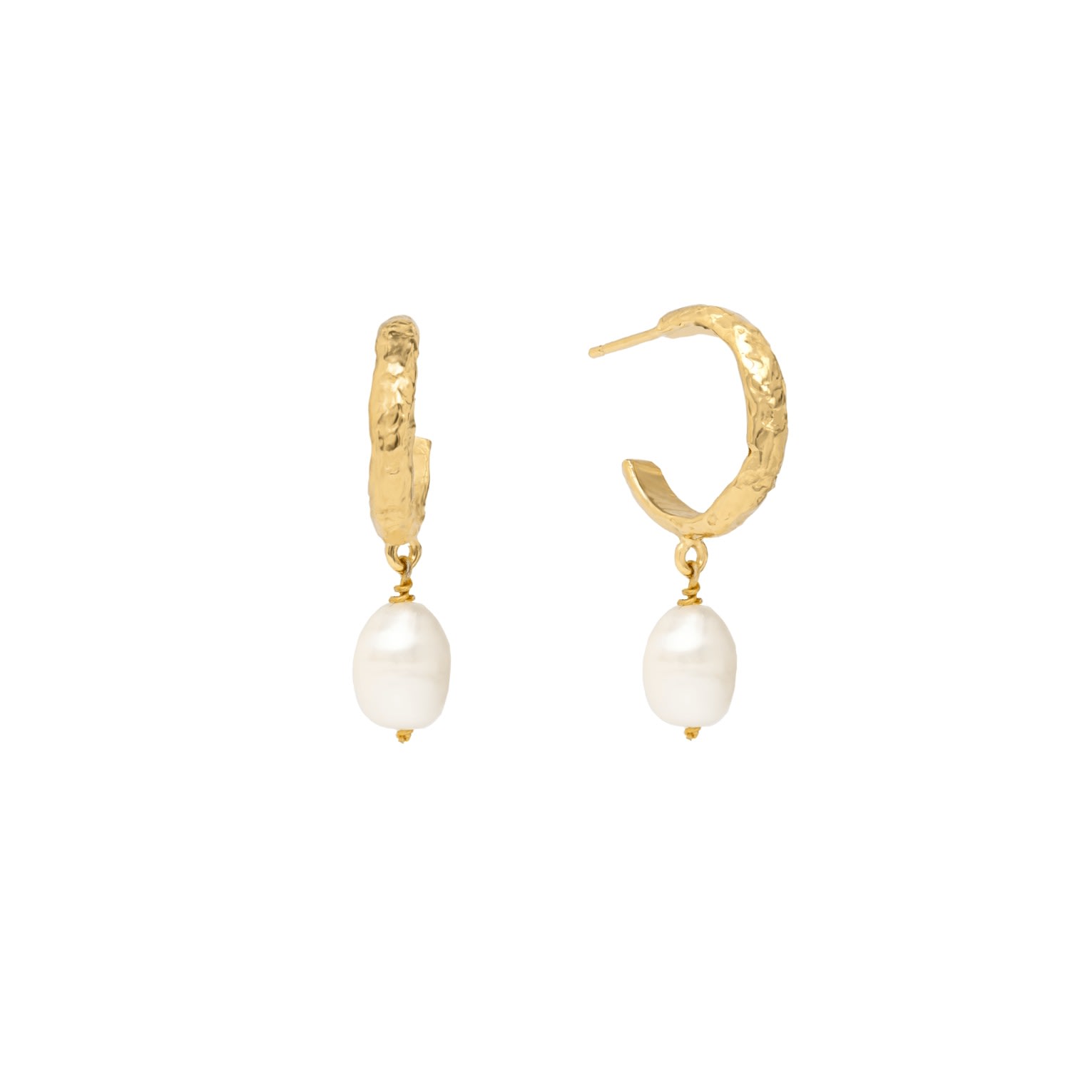 Women’s Gold / White Sadie Pearl Hoop Earrings Lavani Jewels