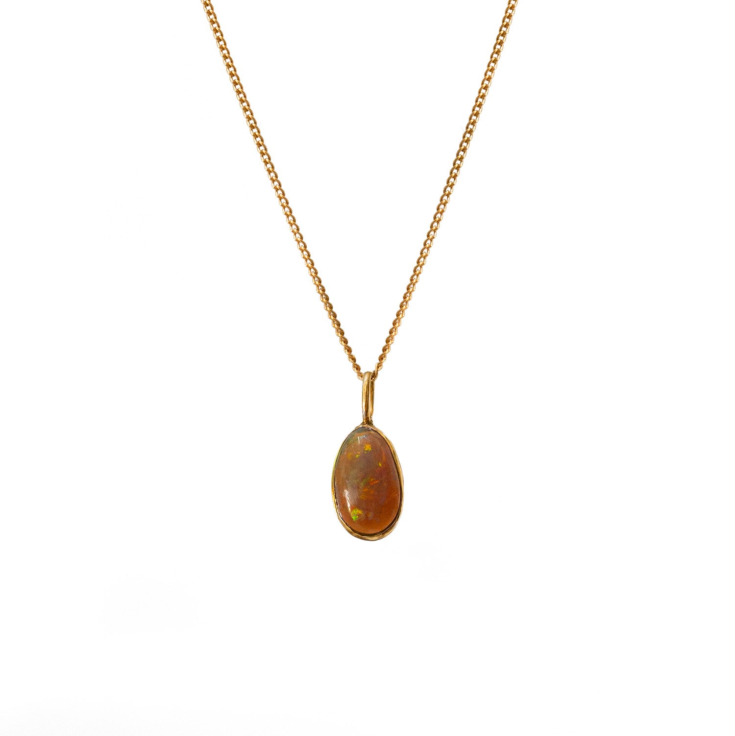 Mirabelle Jewellery Women's Yellow / Orange Unique Vermeil Oval Opal Pendant From Ethiopia