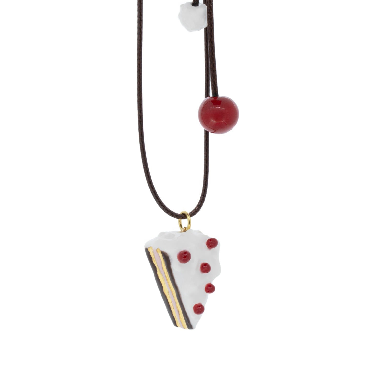 Cj·314 Women's White / Brown / Red Slice Of Happiness Necklace - White, Red & Gold In Gray