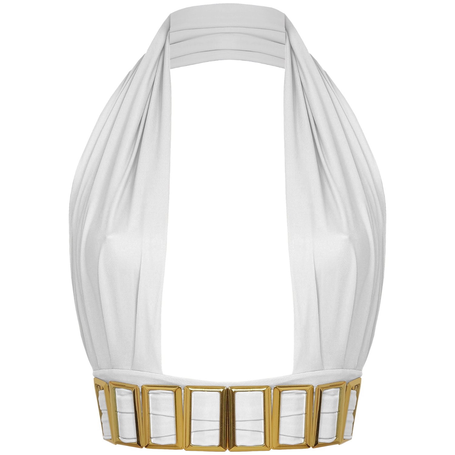 Antoninias Women's Petisa Halter Neck Bikini Top With Golden Details In White