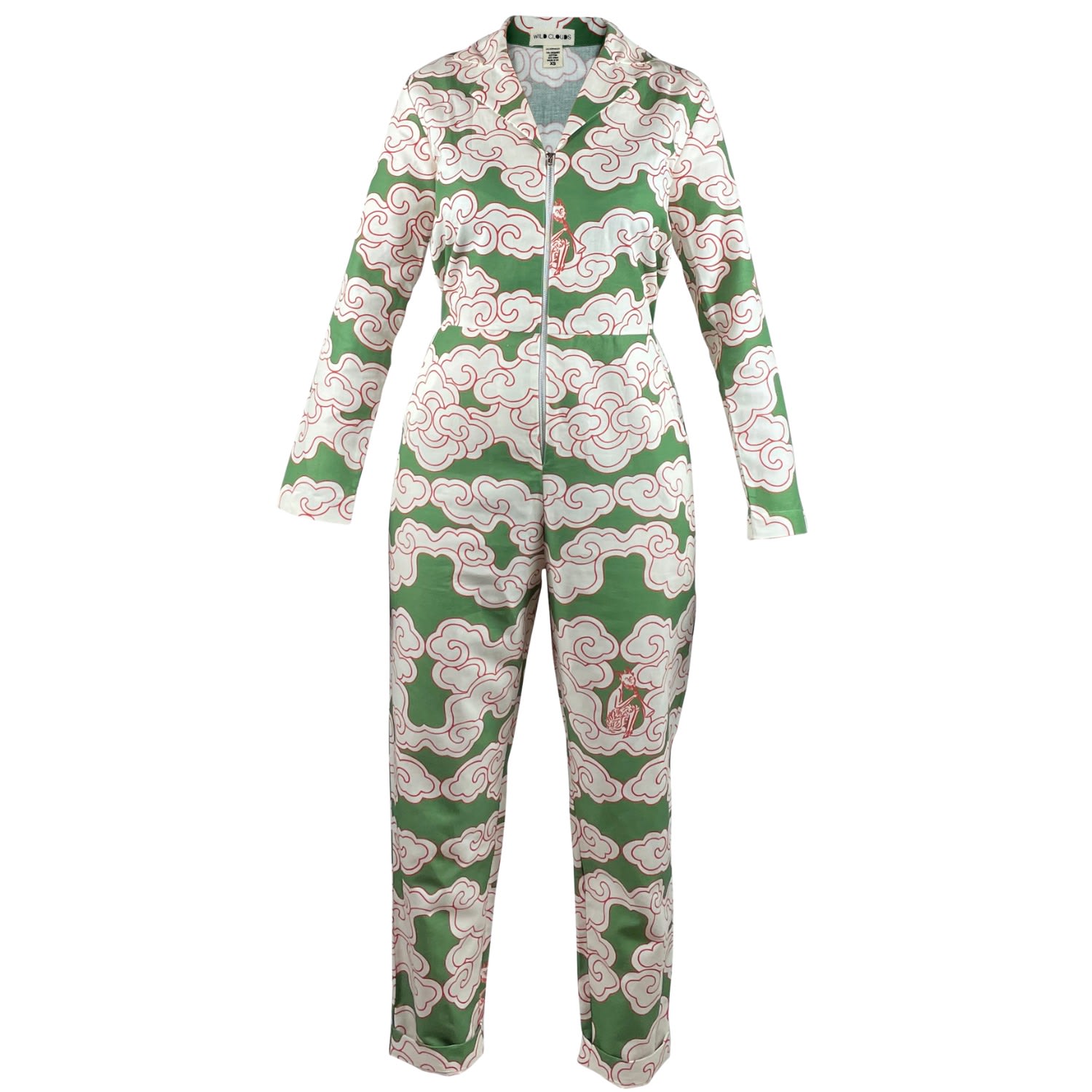 Wild Clouds Women's Organic Cotton & Linen Green Clouds Jumpsuit In Green