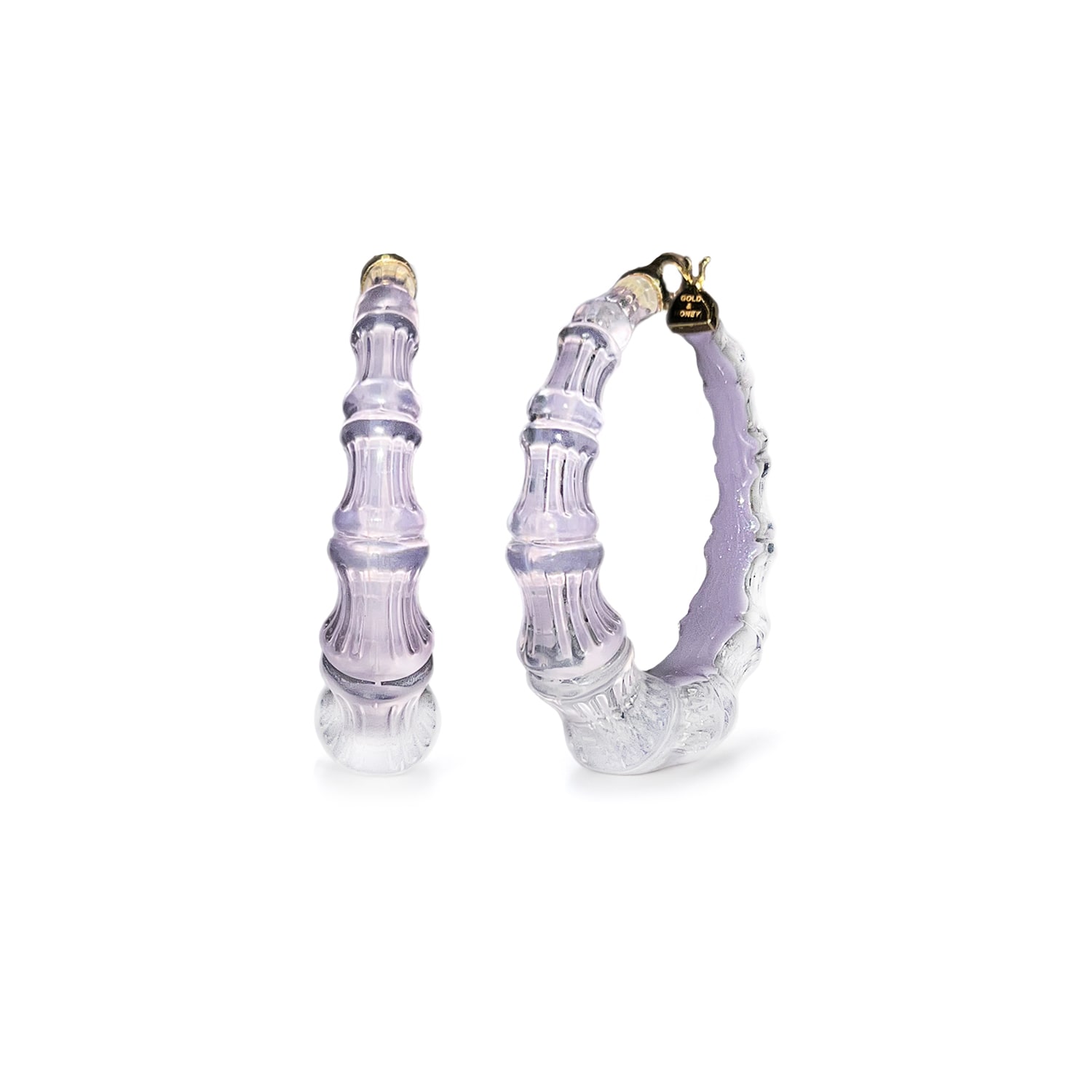 Gold & Honey Women's Pink / Purple / Gold Bamboo Illusion Hoop Earrings In Lavender In Purple