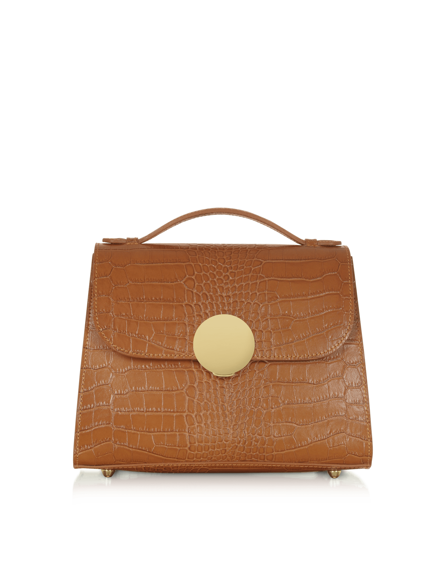 Le Parmentier Women's Bombo Croco Embossed Leather Top-handle Satchel Bag W/strap - Brown In Brown